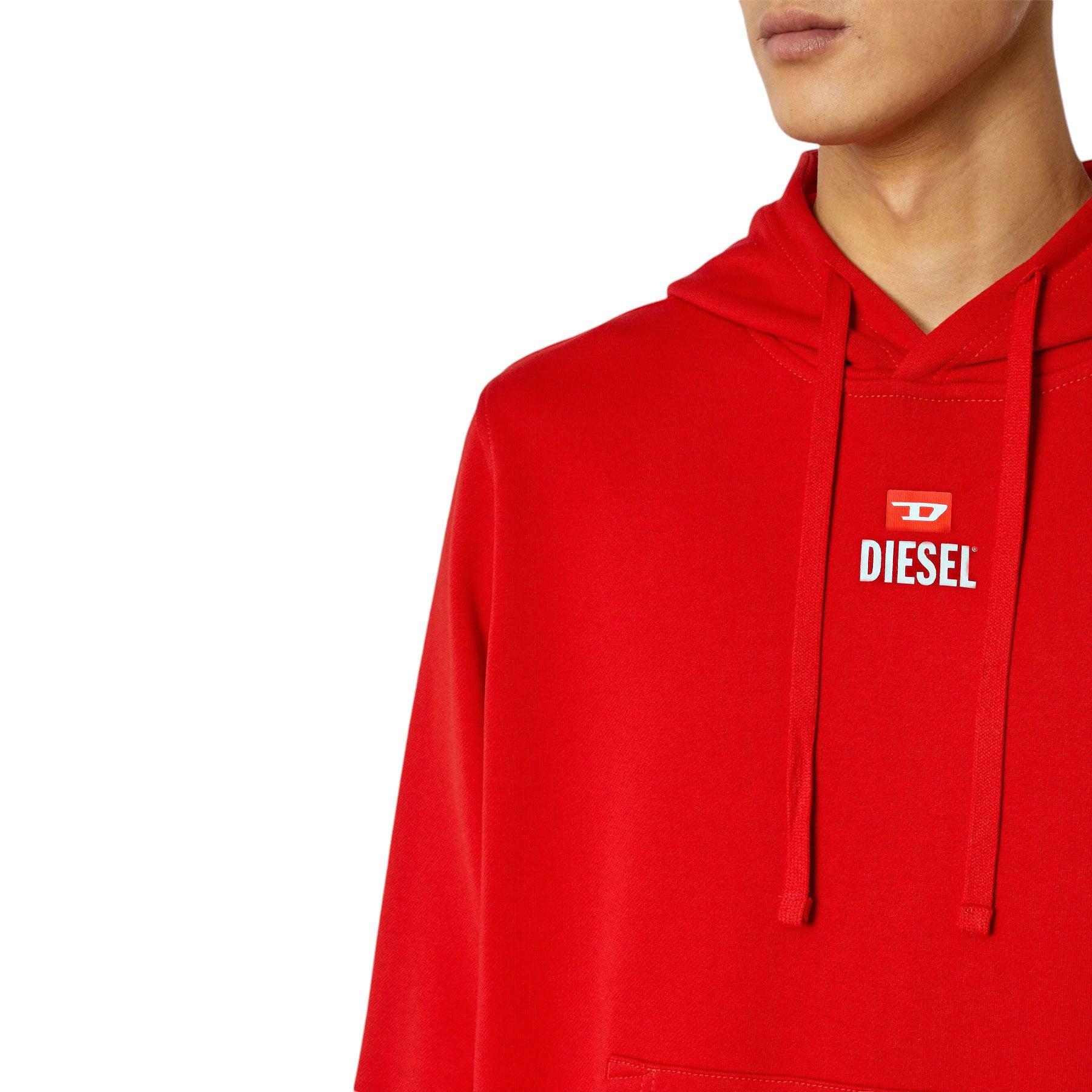 Diesel S-Ginn RGEAD Mens Pullover Hoodie Oversized Drop Shoulder Sweatshirts Red