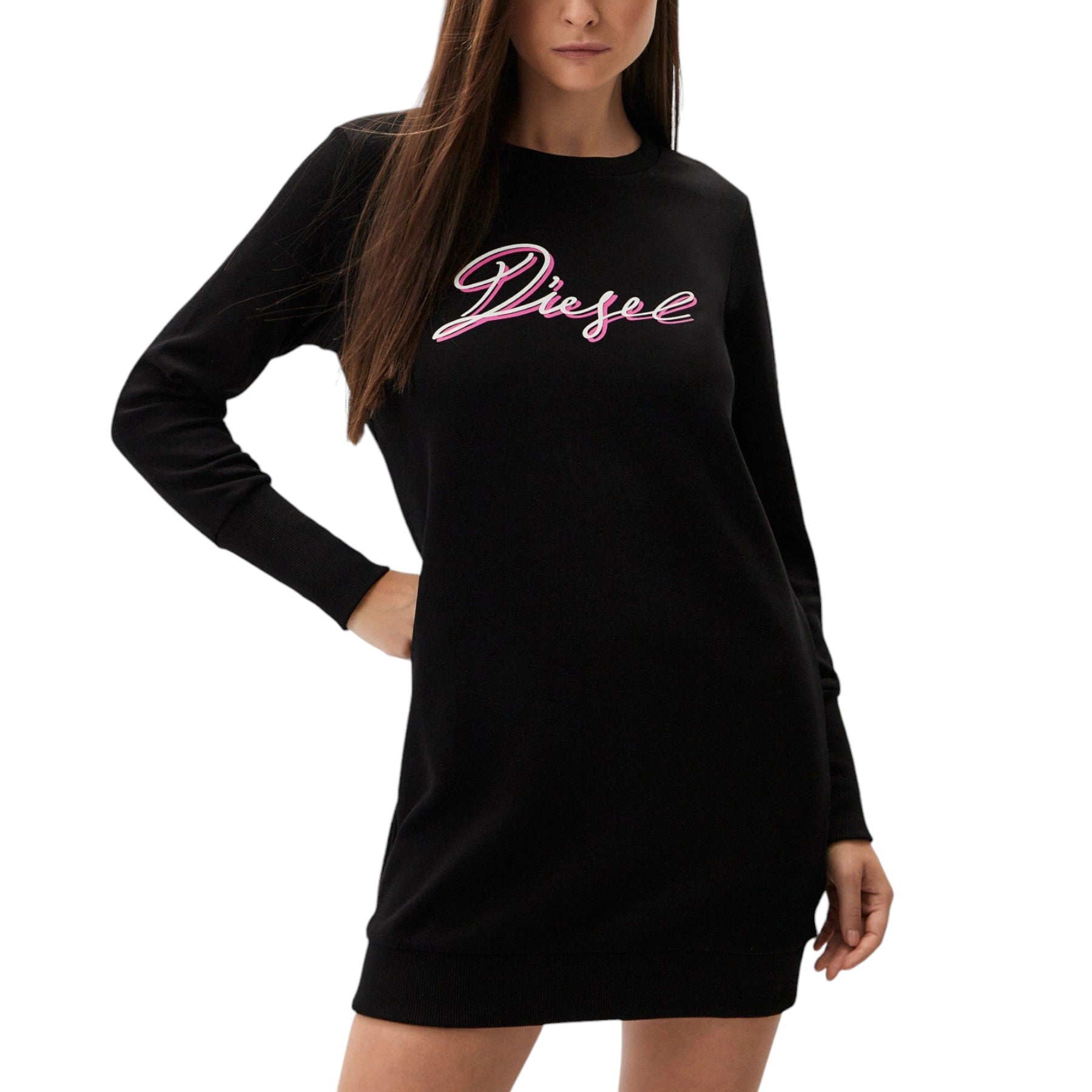 DIESEL D-YVONNE Womens Sweatshirts Crew Neck Long Sleeve Soft Cotton Sweat Dress