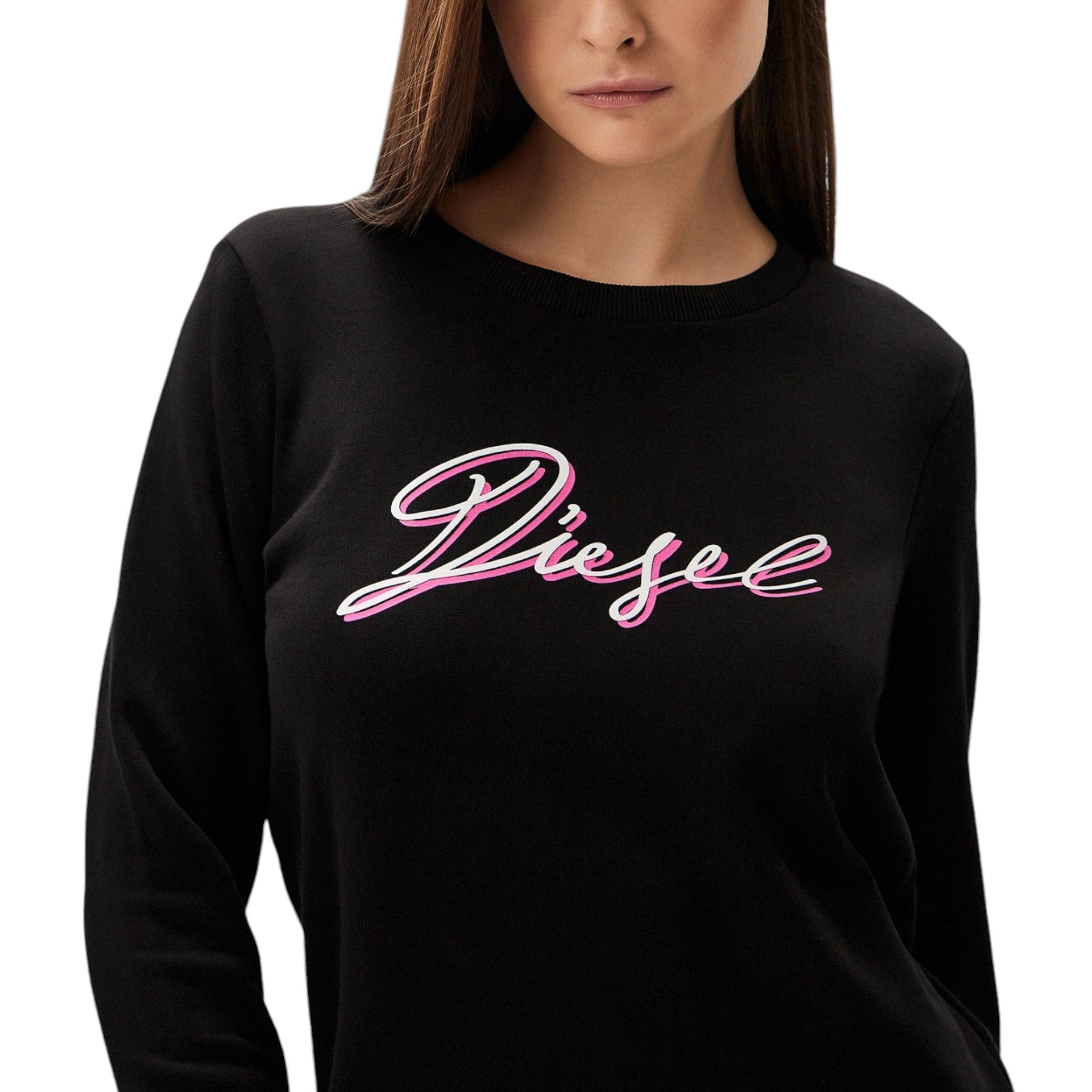 DIESEL D-YVONNE Womens Sweatshirts Crew Neck Long Sleeve Soft Cotton Sweat Dress