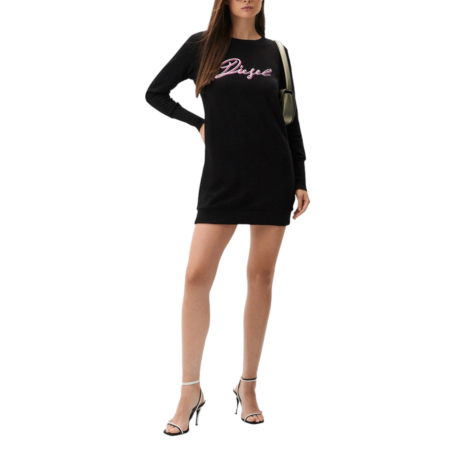 DIESEL D-YVONNE Womens Sweatshirts Crew Neck Long Sleeve Soft Cotton Sweat Dress