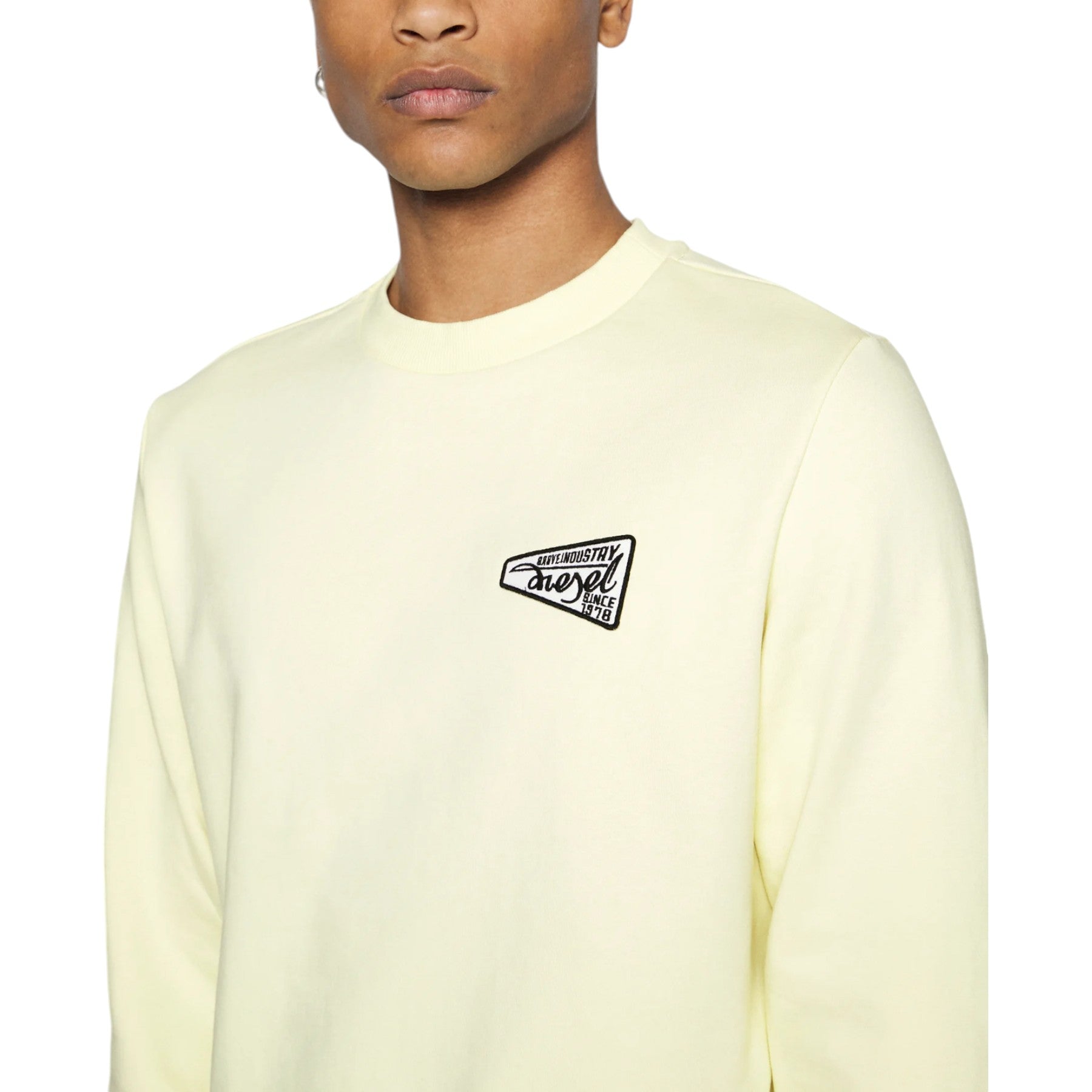 DIESEL S-GINN-K31 0HAYT Mens Crew Neck Sweatshirt Pullover Cotton Jumper Yellow