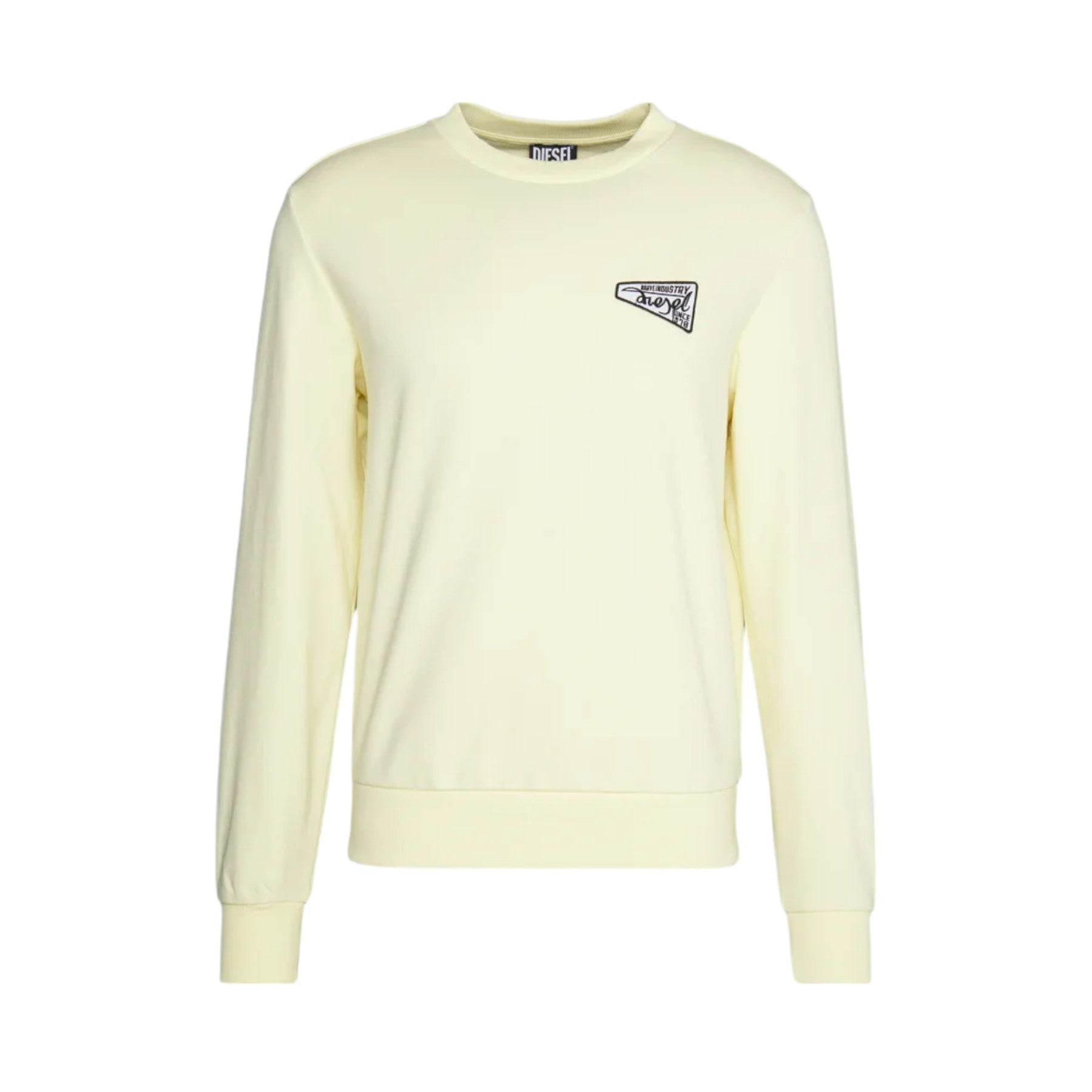 DIESEL S-GINN-K31 0HAYT Mens Crew Neck Sweatshirt Pullover Cotton Jumper Yellow