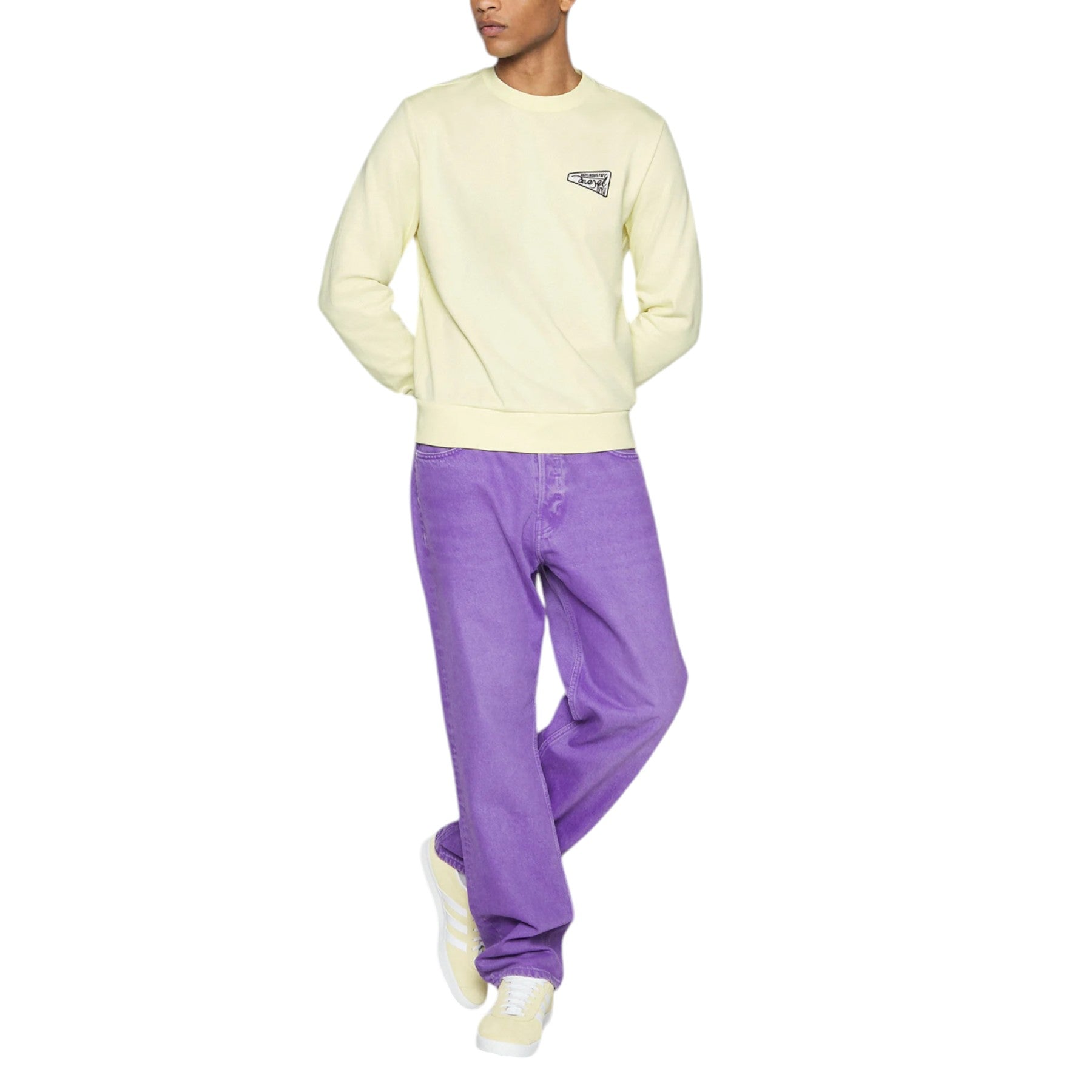 DIESEL S-GINN-K31 0HAYT Mens Crew Neck Sweatshirt Pullover Cotton Jumper Yellow