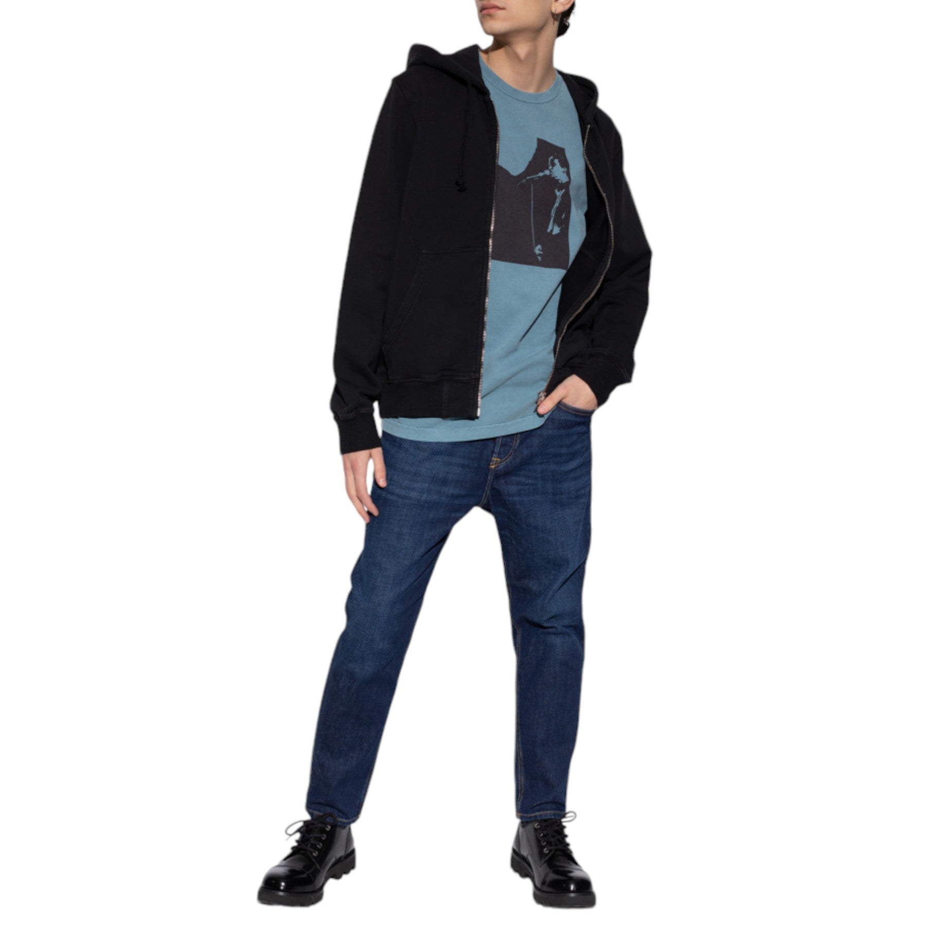 Diesel S-Ginn-Zip 0HERE Mens Hoodie Full Zip Hoody Regular Fit Hooded Sweatshirt