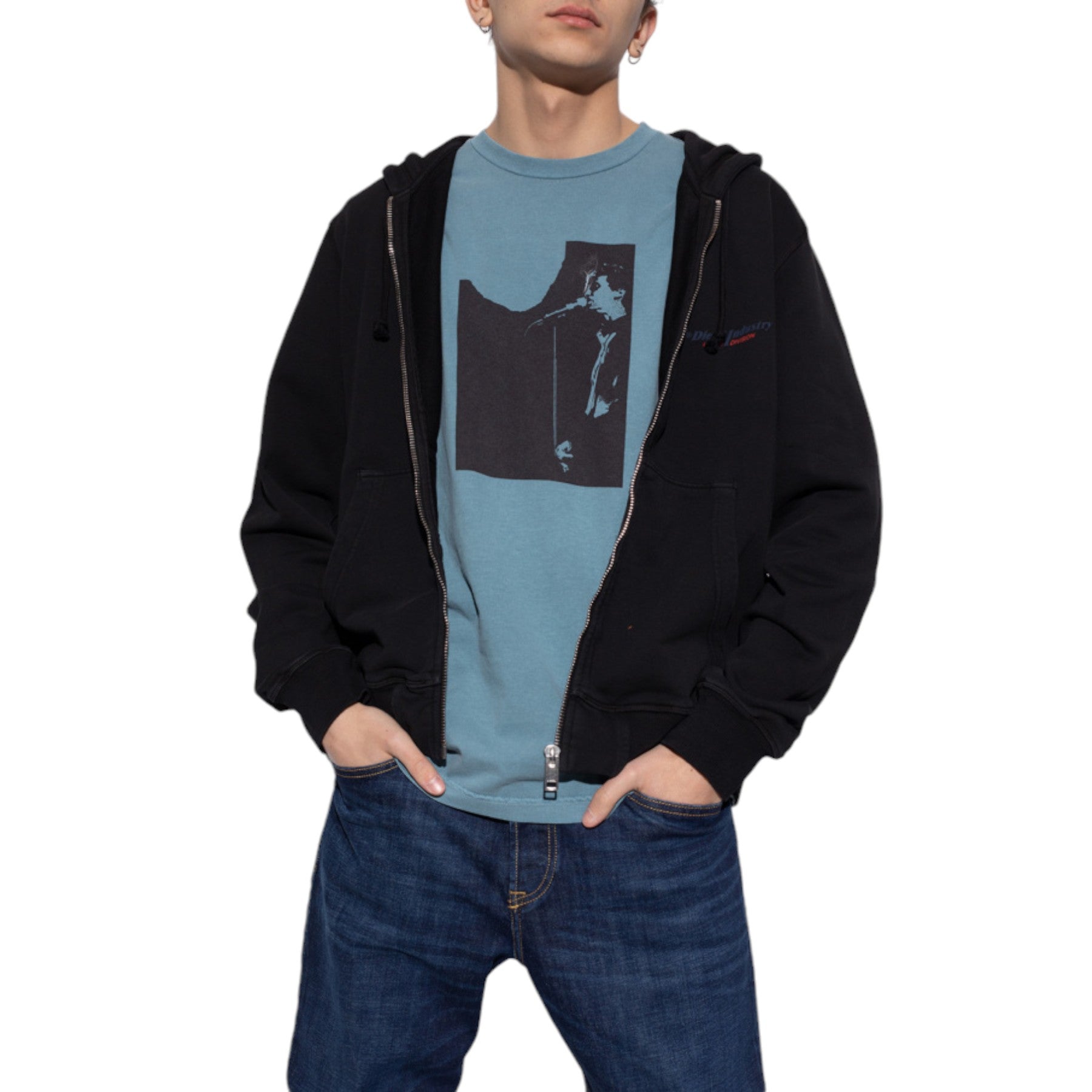 Diesel S-Ginn-Zip 0HERE Mens Hoodie Full Zip Hoody Regular Fit Hooded Sweatshirt