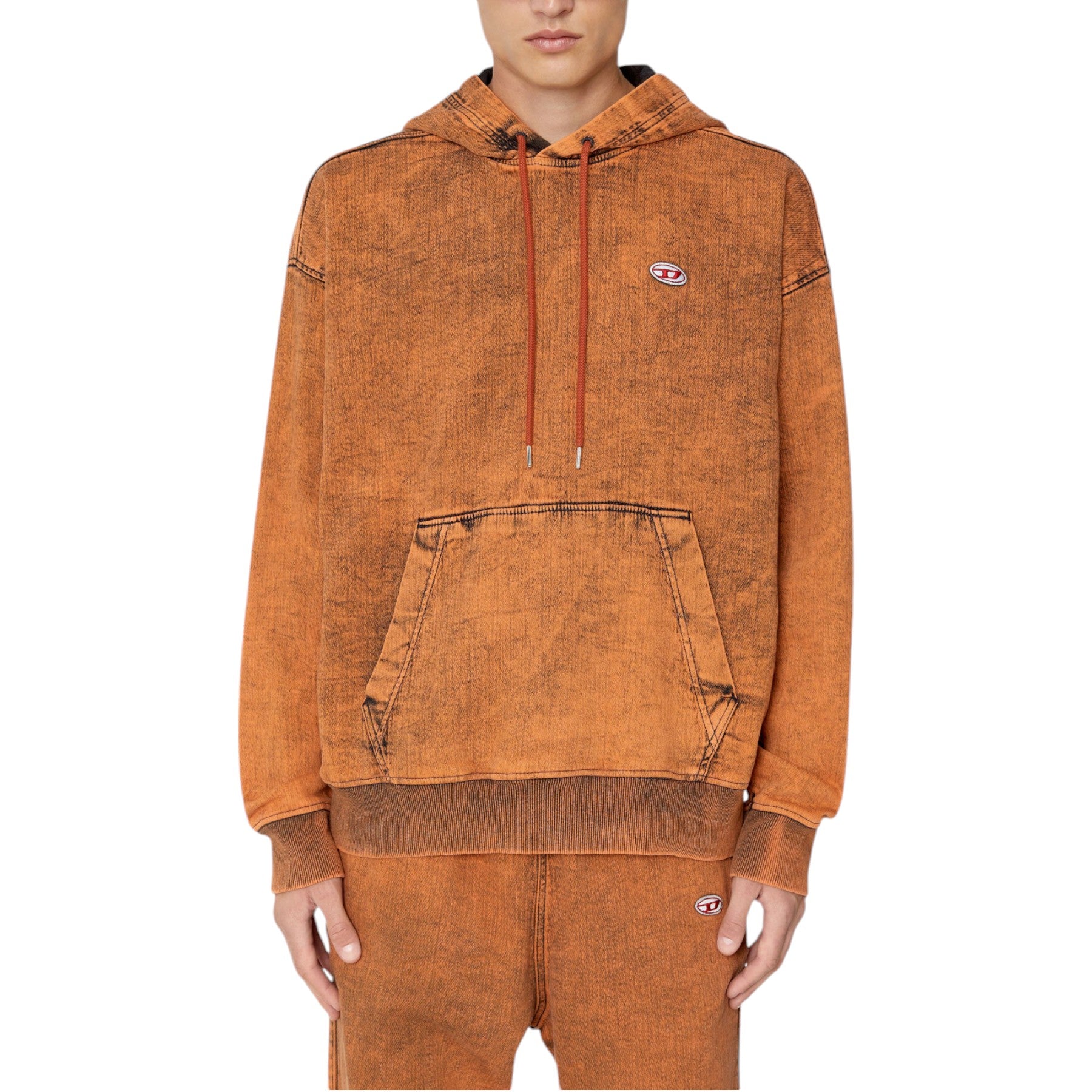 DIESEL D-UM-RIB Mens Hoodie Drop Shoulder Track Denim Hoody Oversized Sweatshirt