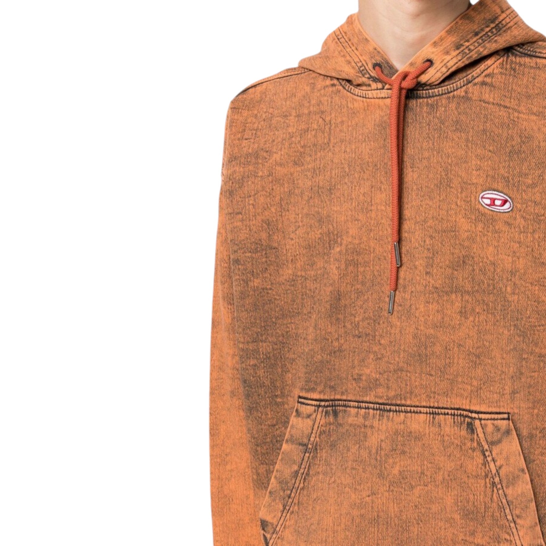 DIESEL D-UM-RIB Mens Hoodie Drop Shoulder Track Denim Hoody Oversized Sweatshirt