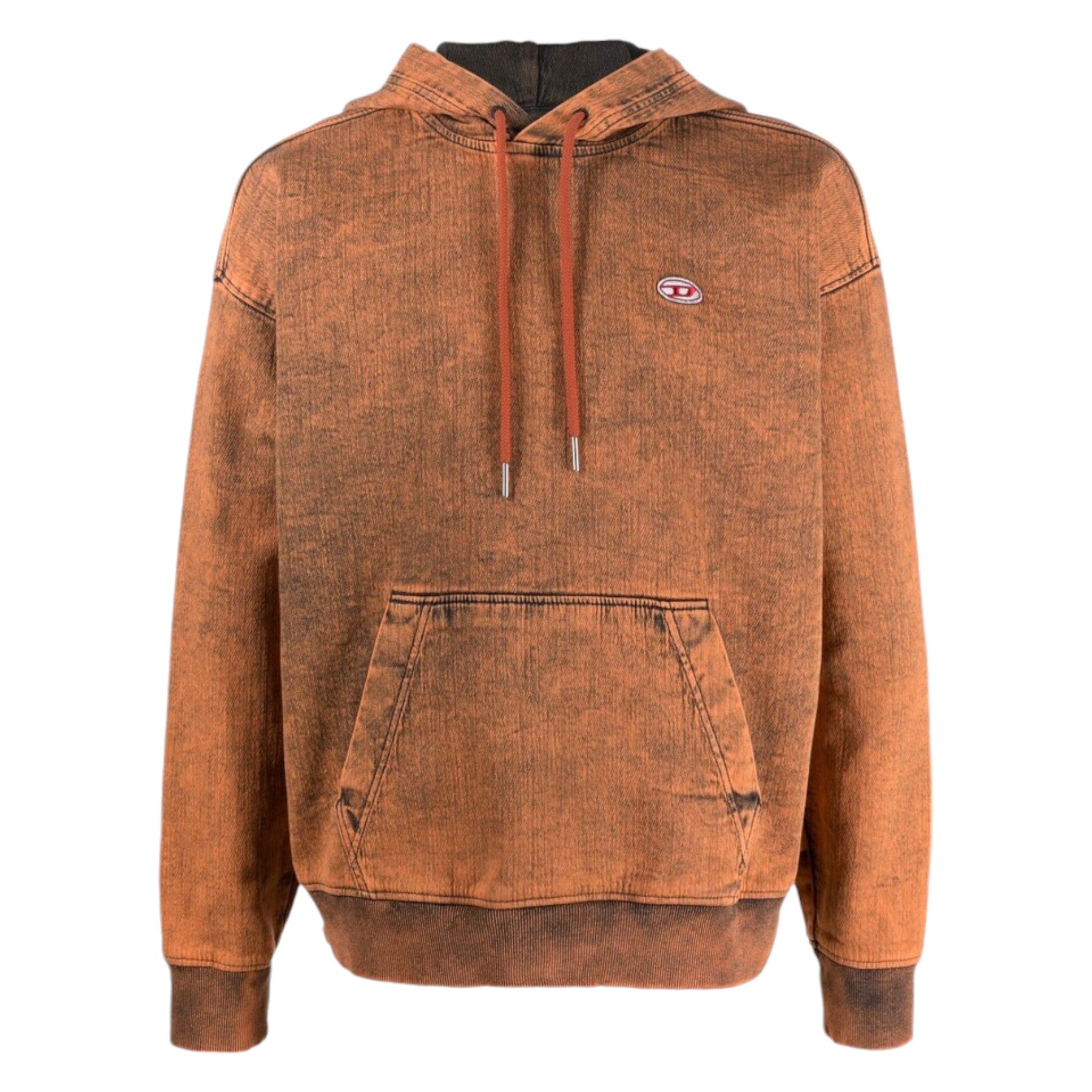 DIESEL D-UM-RIB Mens Hoodie Drop Shoulder Track Denim Hoody Oversized Sweatshirt