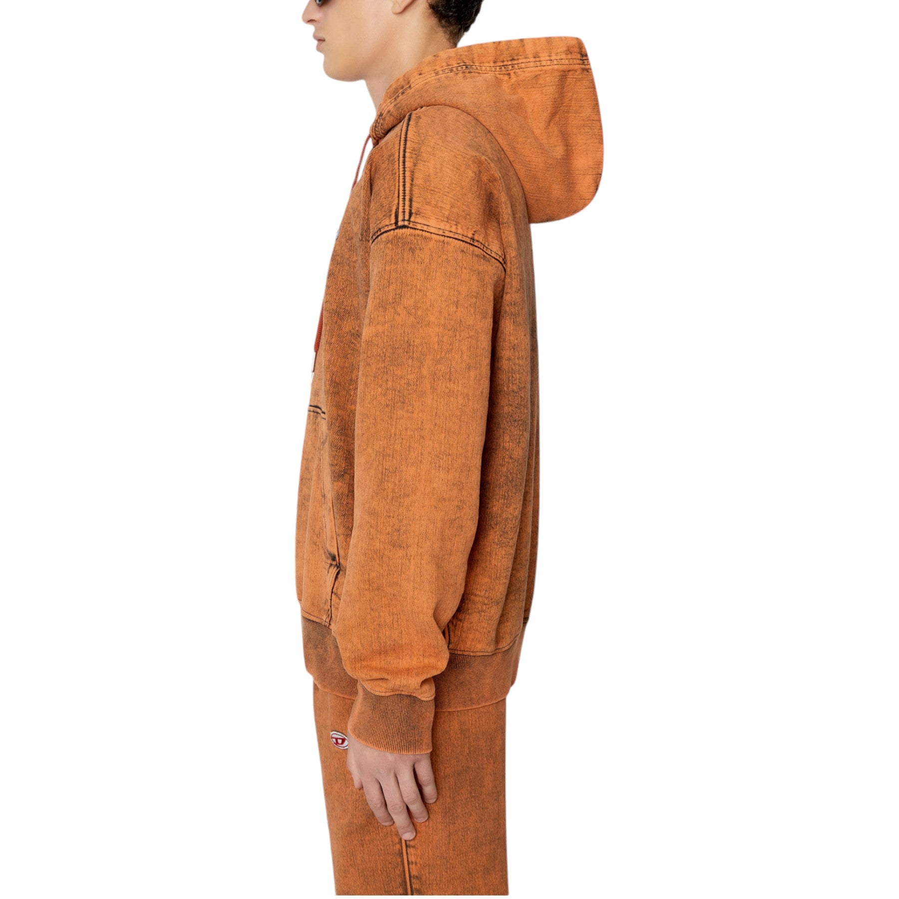 DIESEL D-UM-RIB Mens Hoodie Drop Shoulder Track Denim Hoody Oversized Sweatshirt