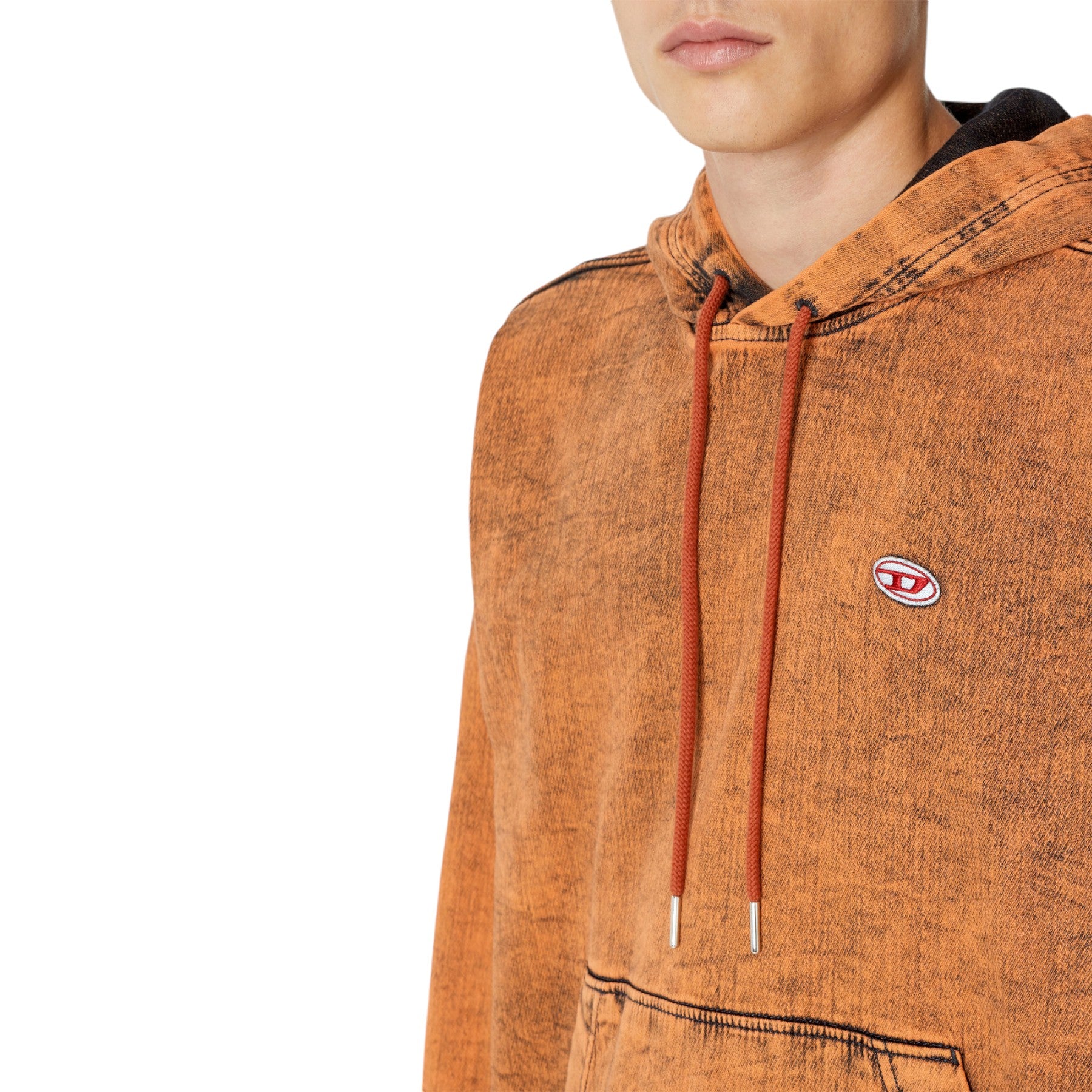 DIESEL D-UM-RIB Mens Hoodie Drop Shoulder Track Denim Hoody Oversized Sweatshirt