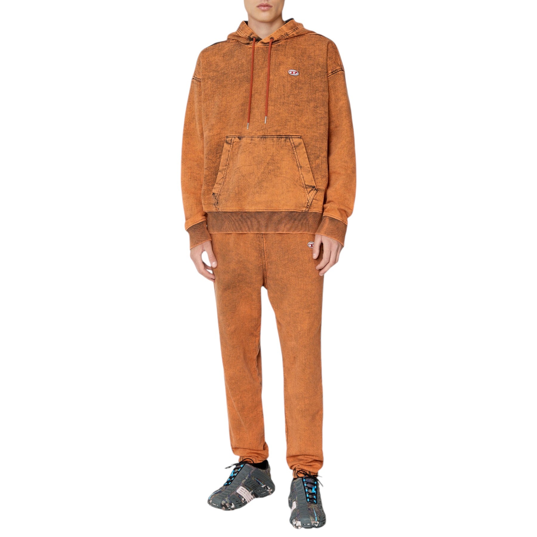 DIESEL D-UM-RIB Mens Hoodie Drop Shoulder Track Denim Hoody Oversized Sweatshirt