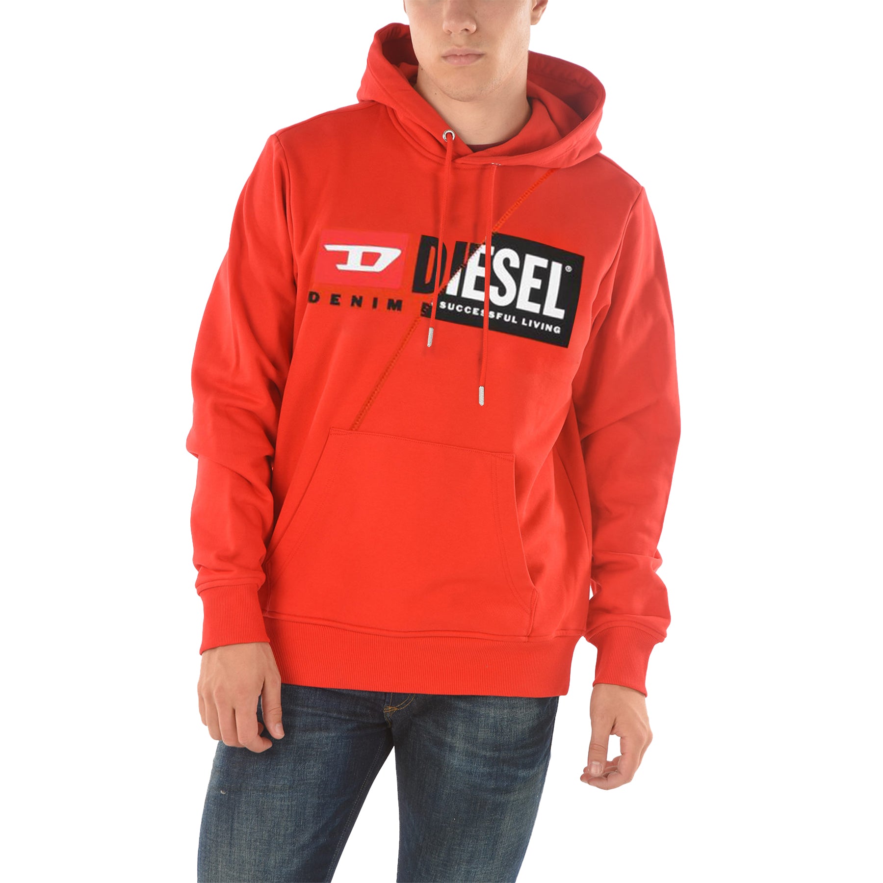 DIESEL S Girk Hood Cuty Mens Hoodies Regular Fit Red Pullover Hooded Sweatshirt D Outlet