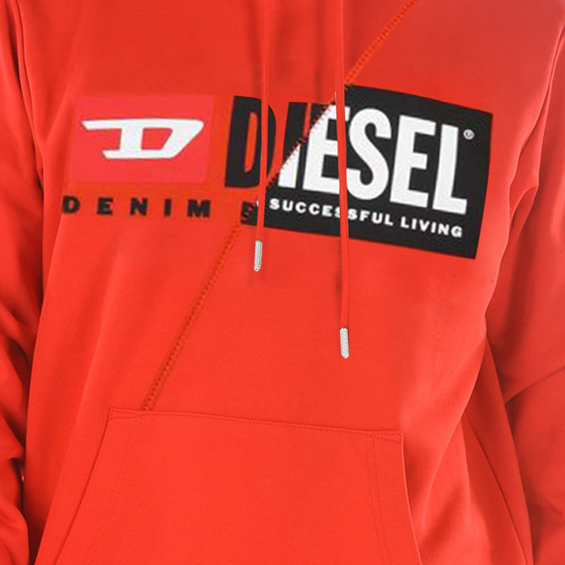 DIESEL S-Girk-Hood-Cuty Mens Hoodies Regular Fit Red Pullover Hooded Sweatshirt