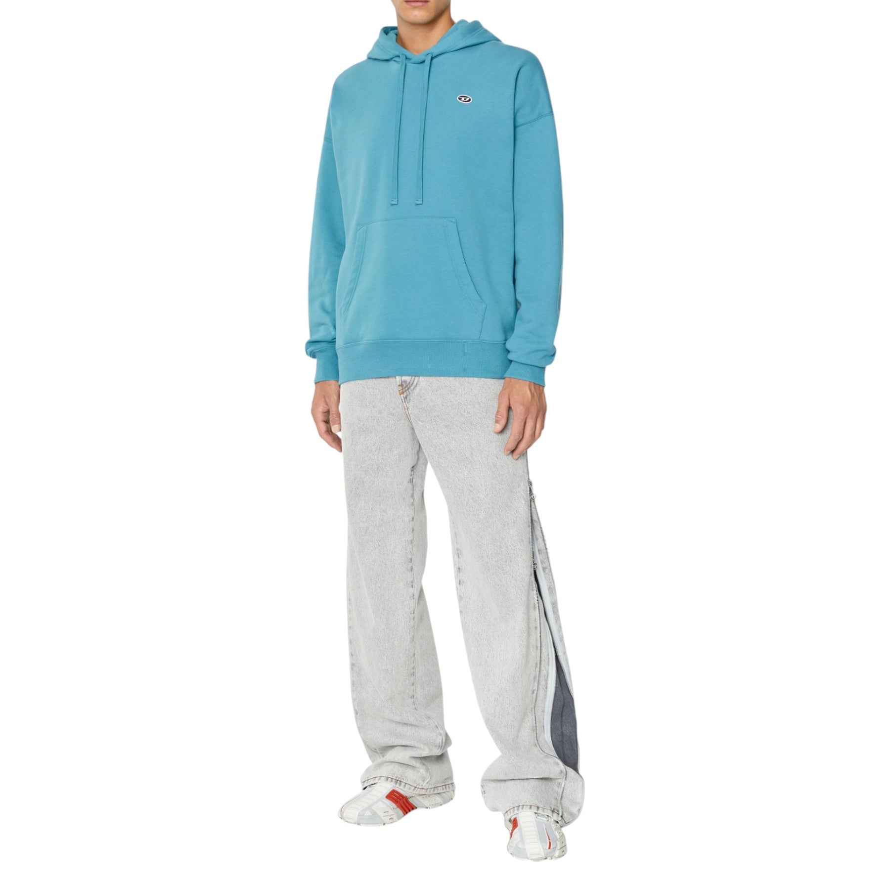 DIESEL S-Rob-0NAWW Mens Fleece Hoodie Regular Fit Hoody Drop Shoulder Sweatshirt