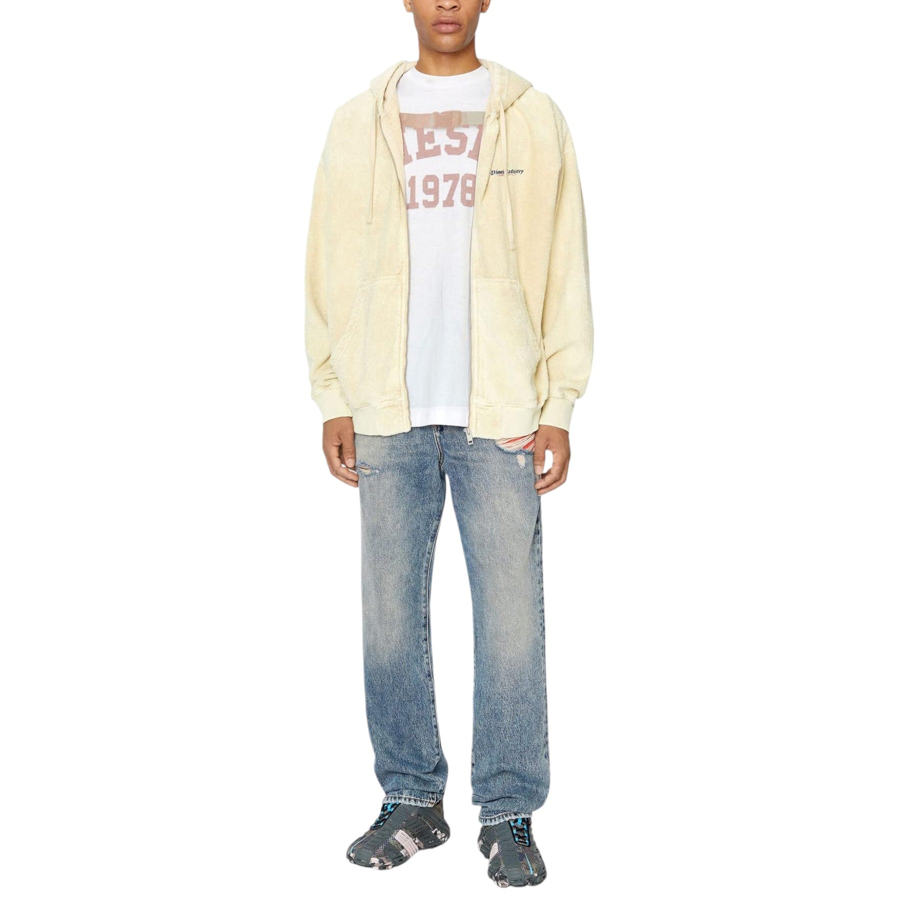 Diesel S-Ummerry-Zip-E8 0TEAK Mens Hoodie Full Zip Regular Fit Hooded Sweatshirt