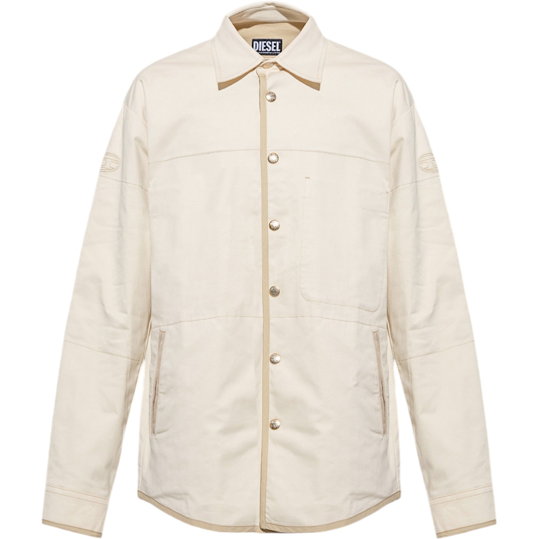 DIESEL S-DOVES Mens Overshirt Long Sleeve Snap Button Pocket Plain Casual Shirts