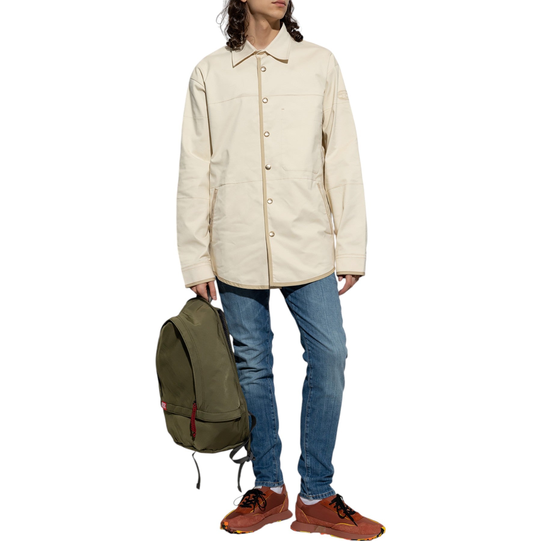 DIESEL S-DOVES Mens Overshirt Long Sleeve Snap Button Pocket Plain Casual Shirts