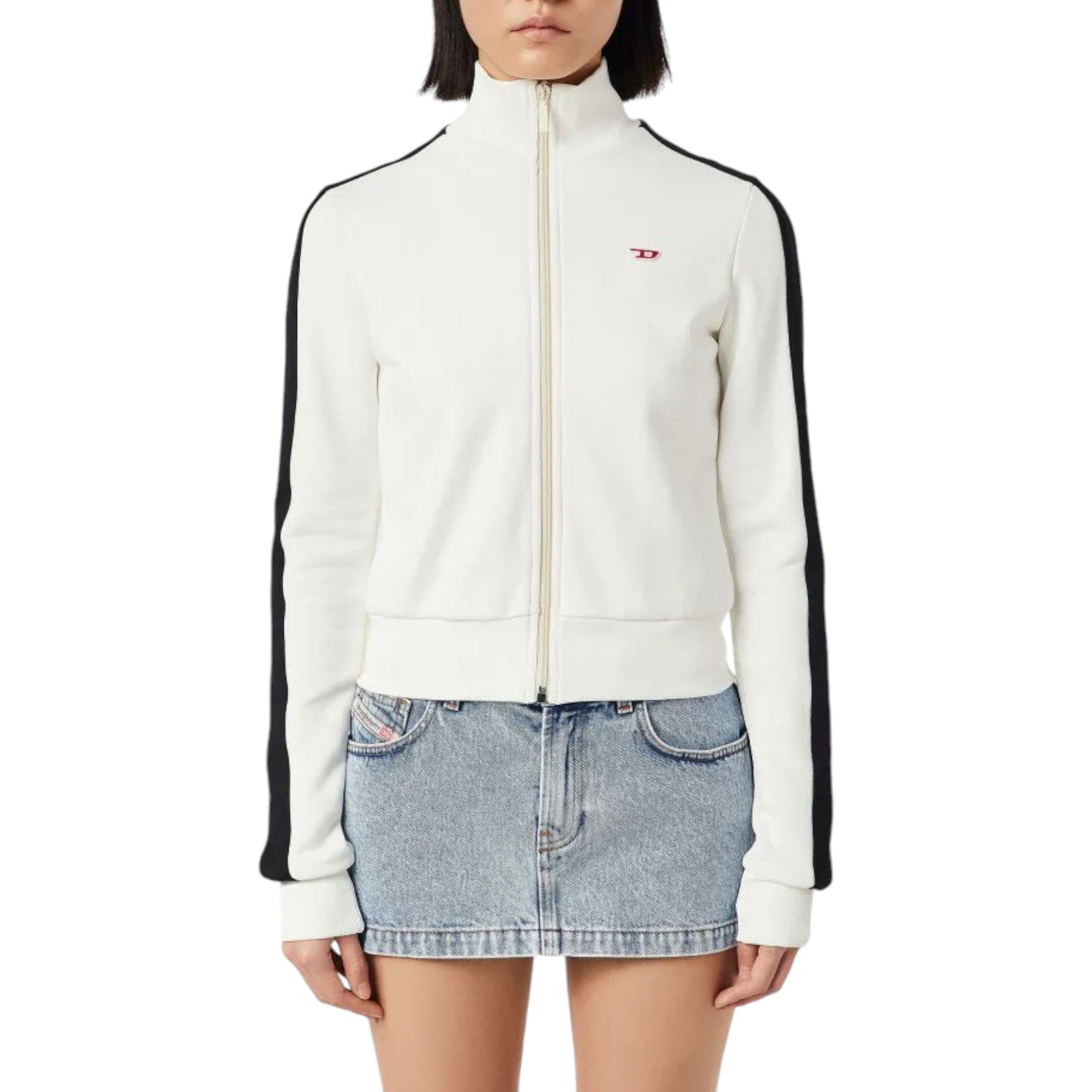 DIESEL F-JAM-D Womens Sweatshirts Long Sleeve Plain Casual Zip Up Jumper Top NEW