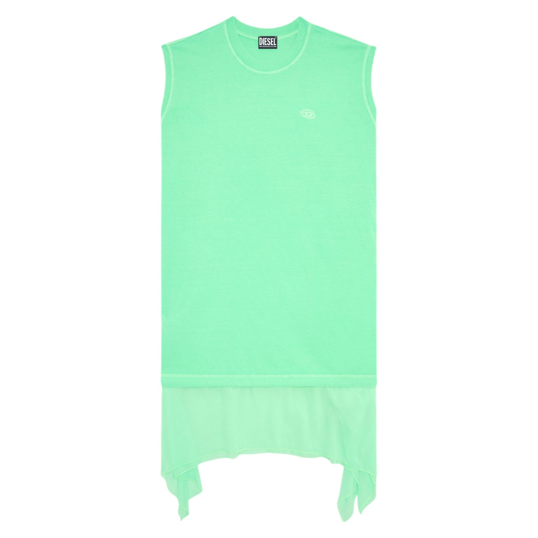 Diesel D-ROLLETY Womens Sleeveless Dress Crew Neck Green Abito Midi Party Dress