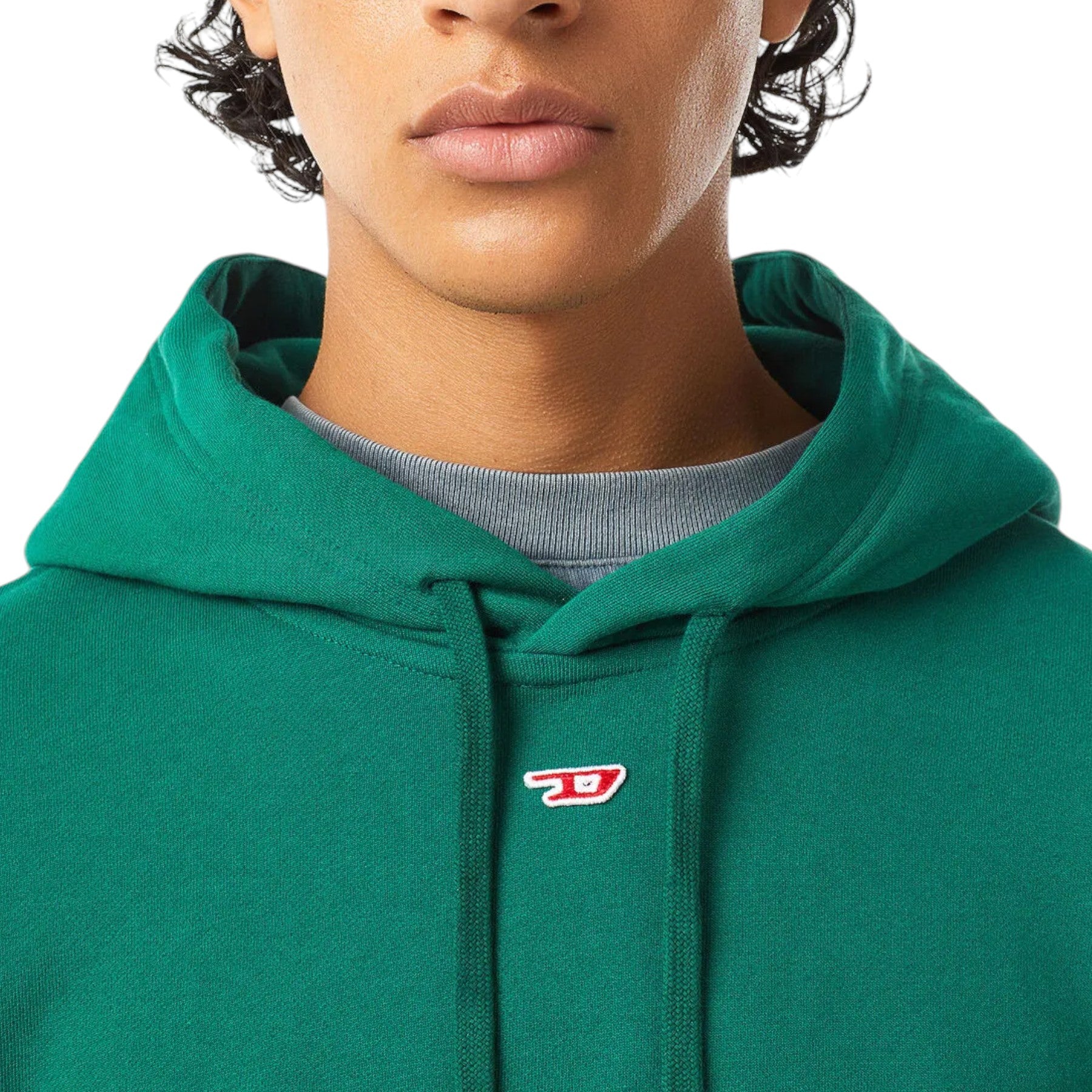 DIESEL S-GINN-HOOD-D 0BAWT Mens Hoodies Plain Pullover Fleece Hooded Sweatshirt