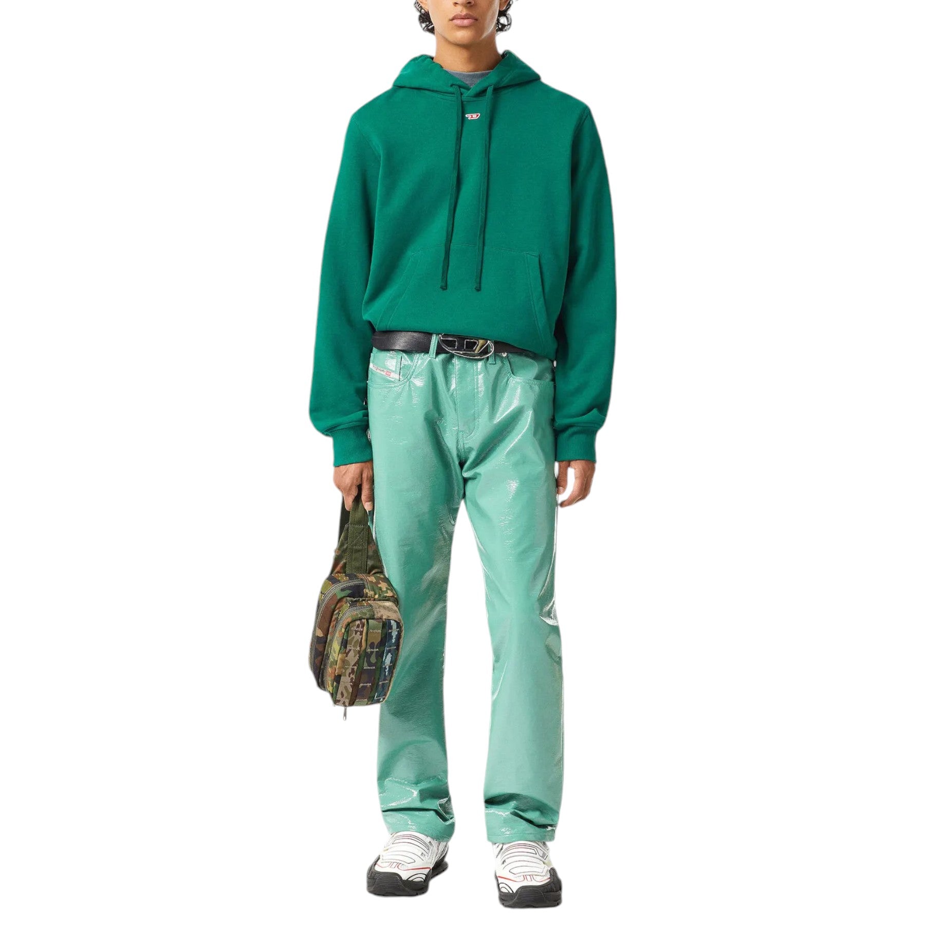 DIESEL S-GINN-HOOD-D 0BAWT Mens Hoodies Plain Pullover Fleece Hooded Sweatshirt