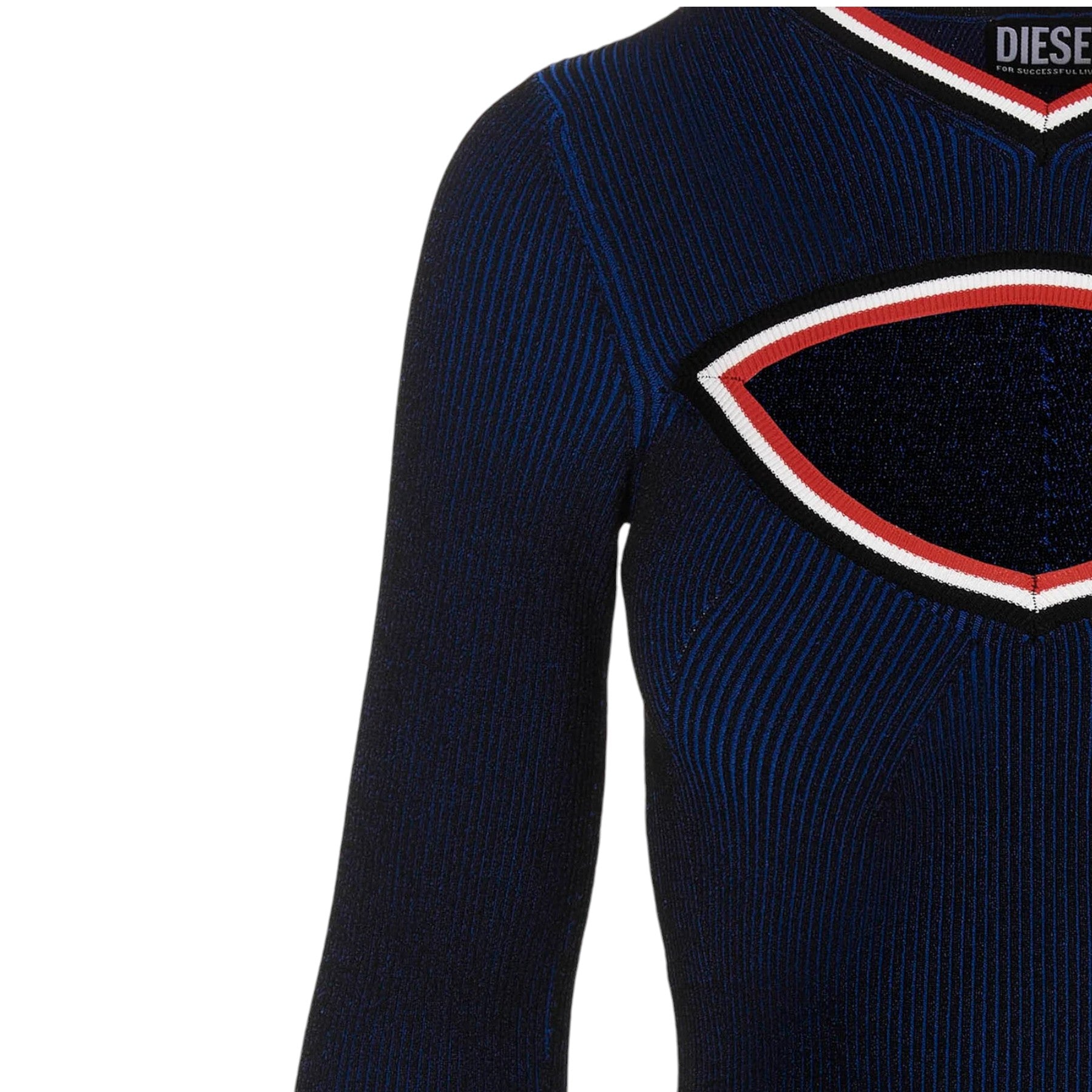 DIESEL M-INORCA Womens Sweatshirts Cut Out Long Sleeve Pullover Jumper Tops Navy