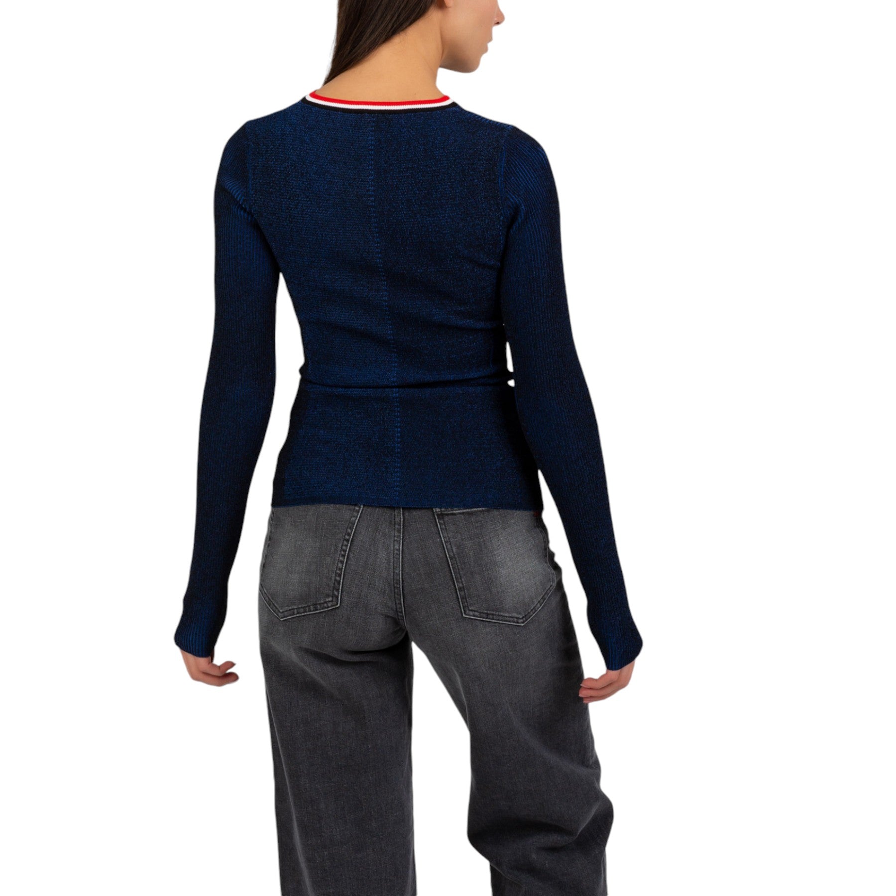 DIESEL M-INORCA Womens Sweatshirts Cut Out Long Sleeve Pullover Jumper Tops Navy