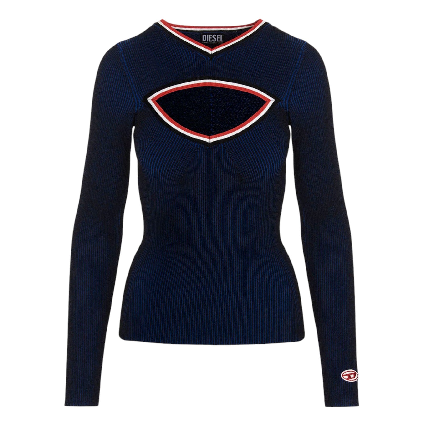 DIESEL M-INORCA Womens Sweatshirts Cut Out Long Sleeve Pullover Jumper Tops Navy