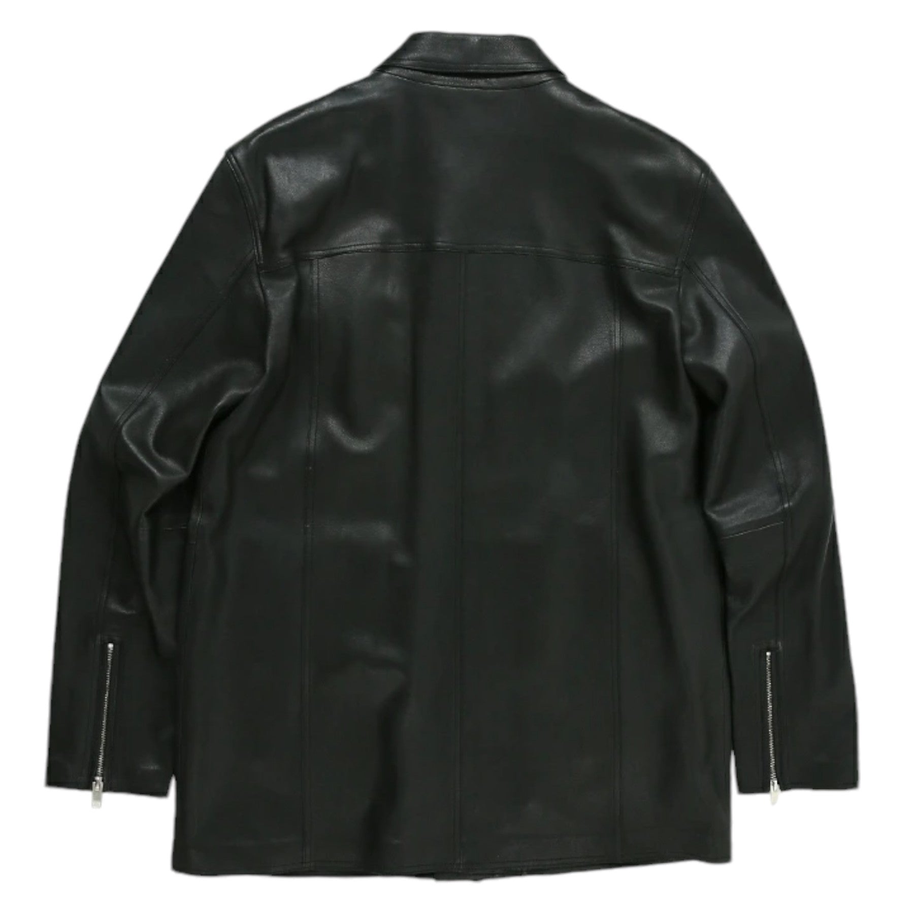 DIESEL L-ADER 0HERB Mens Leather Jackets Genuine Regular Fit Midi Black Jacket