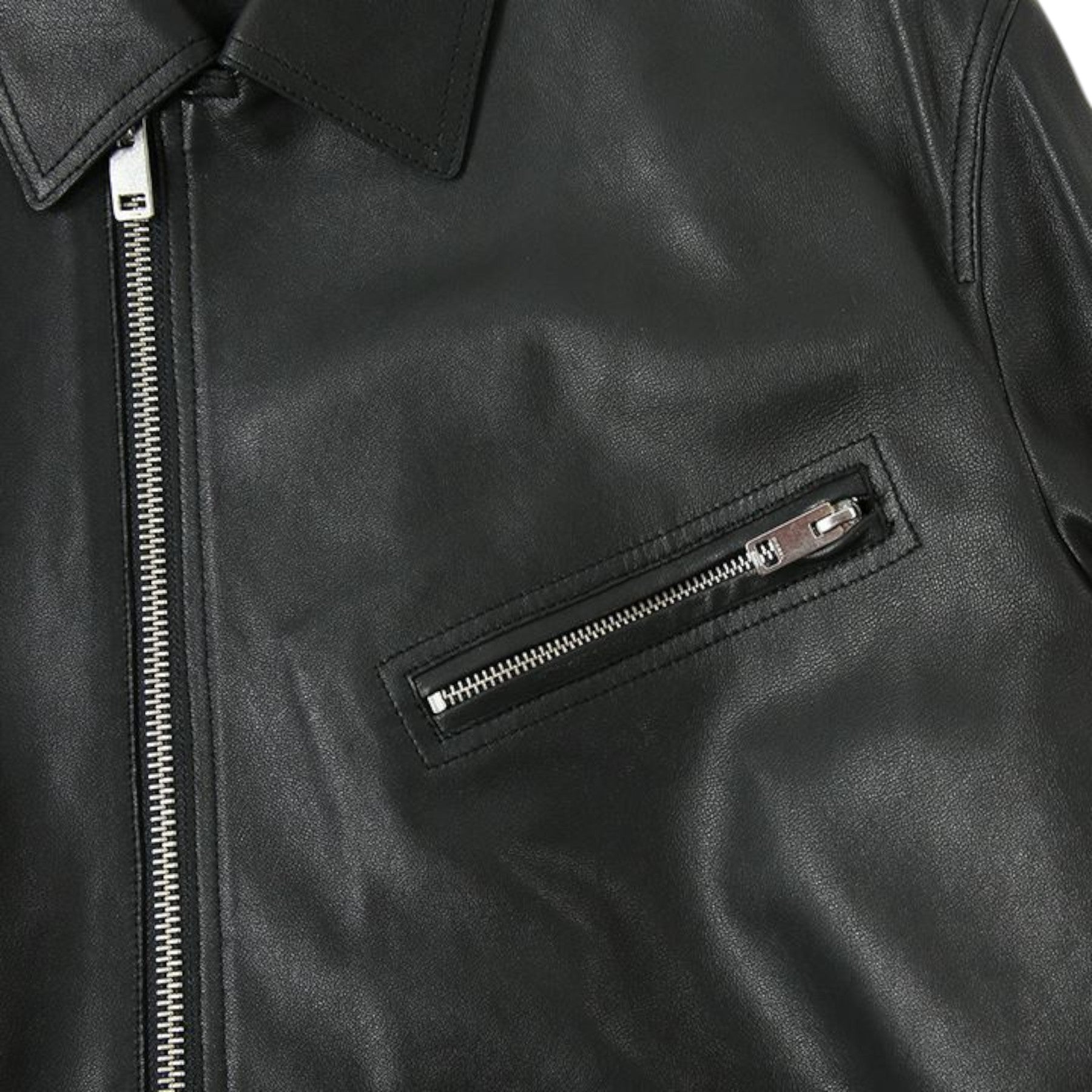DIESEL L-ADER 0HERB Mens Leather Jackets Genuine Regular Fit Midi Black Jacket