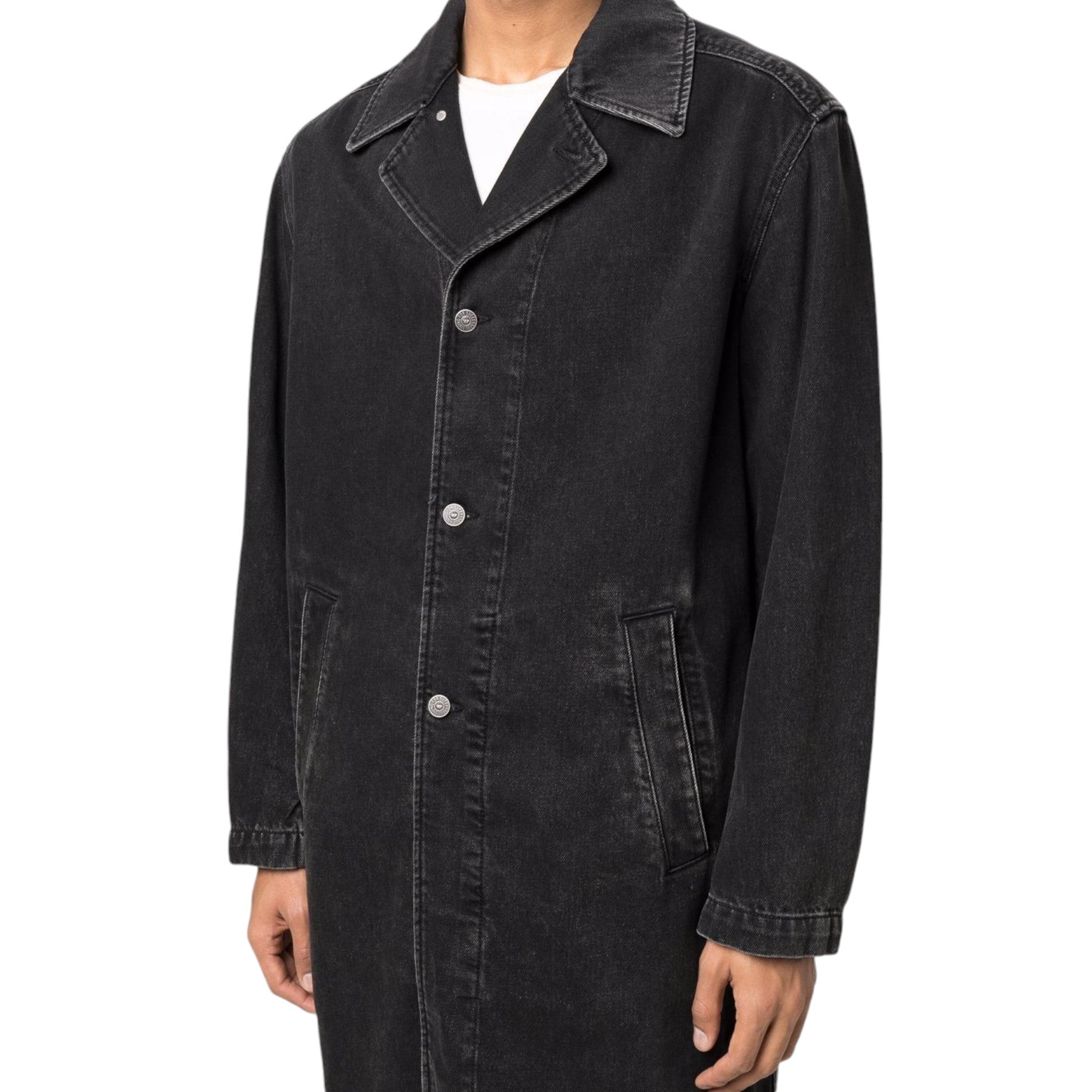 DIESEL D ROKU GIACCA 09B88 Mens Denim Jacket Loose Fit Knee Length Trench Coat