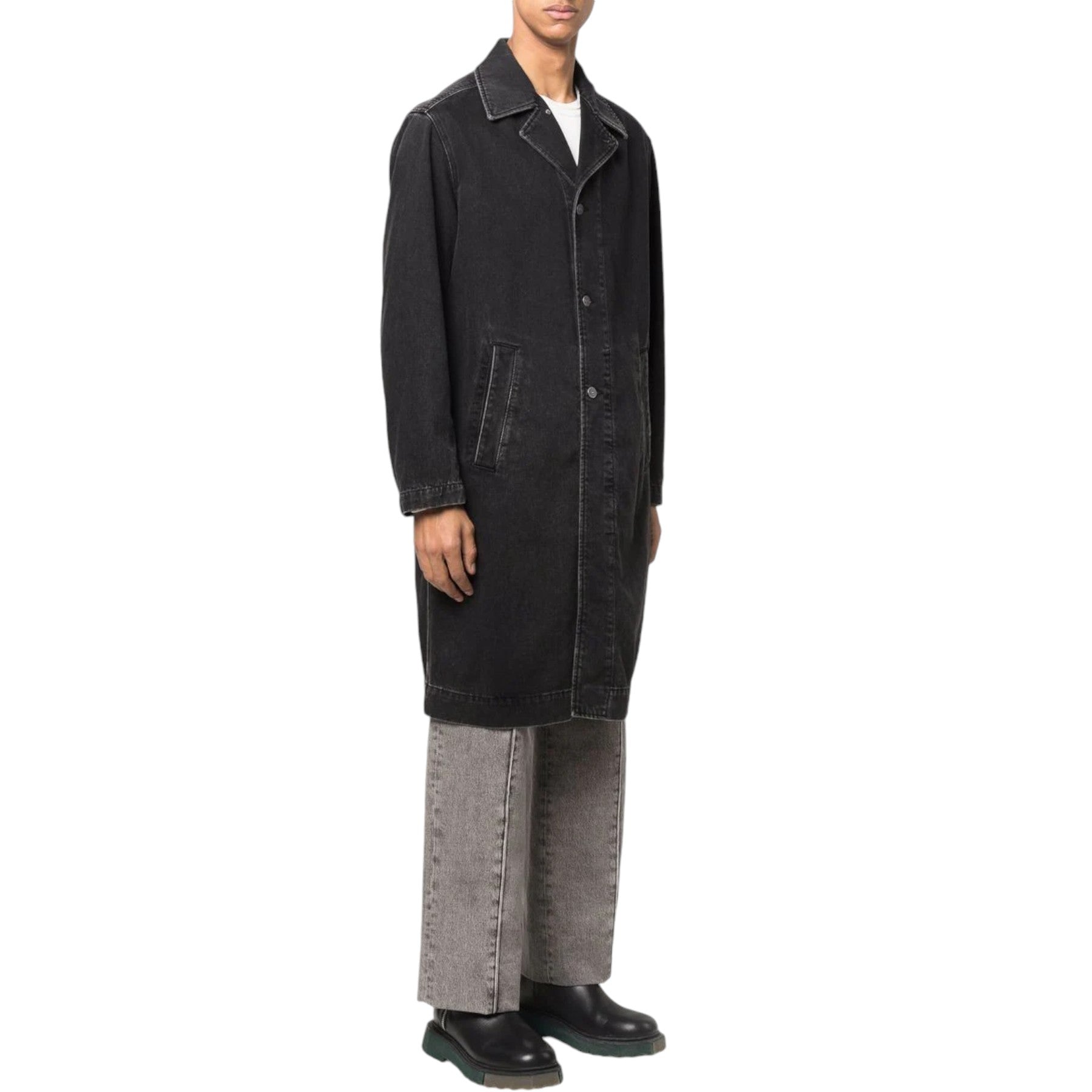 DIESEL D ROKU GIACCA 09B88 Mens Denim Jacket Loose Fit Knee Length Trench Coat