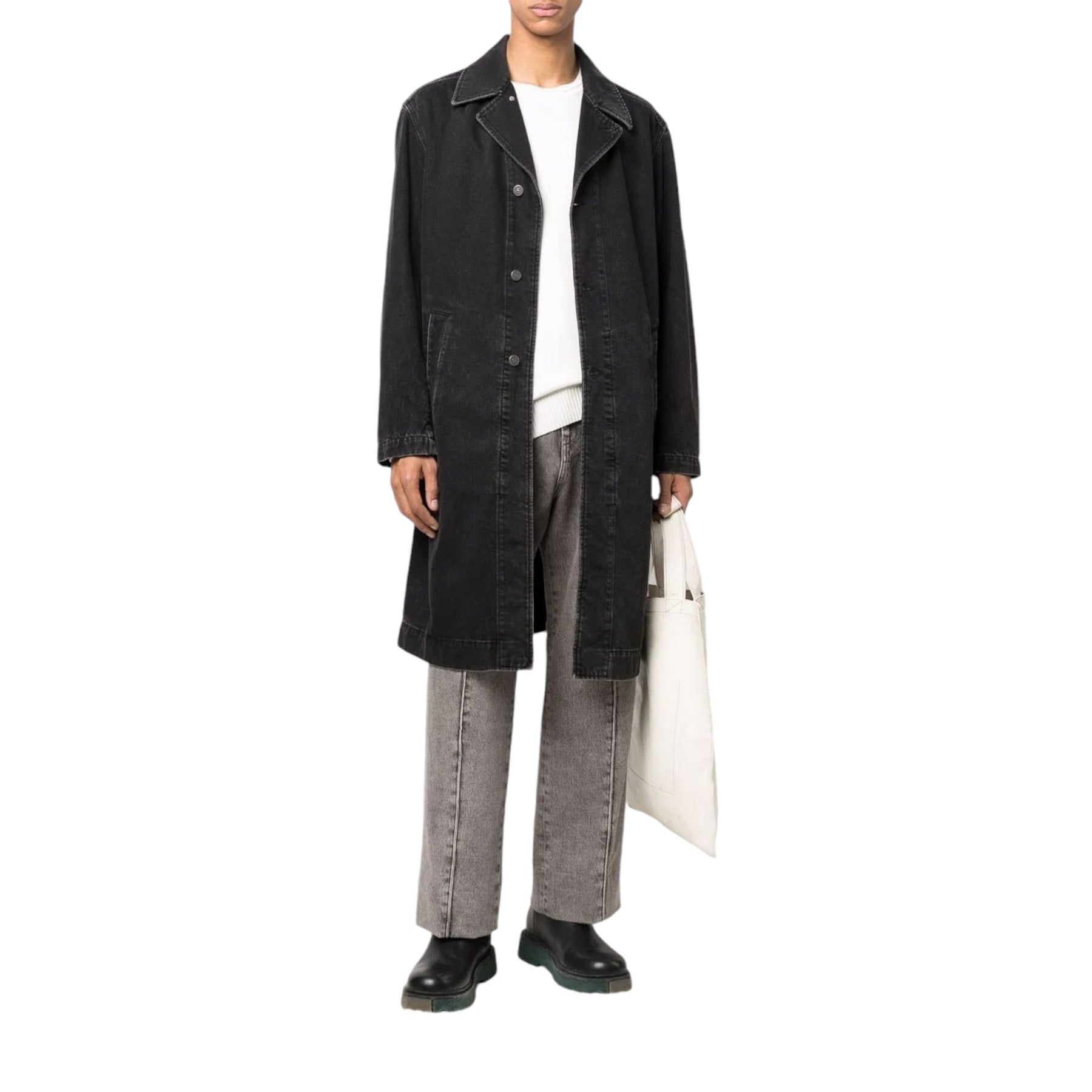 DIESEL D ROKU GIACCA 09B88 Mens Denim Jacket Loose Fit Knee Length Trench Coat