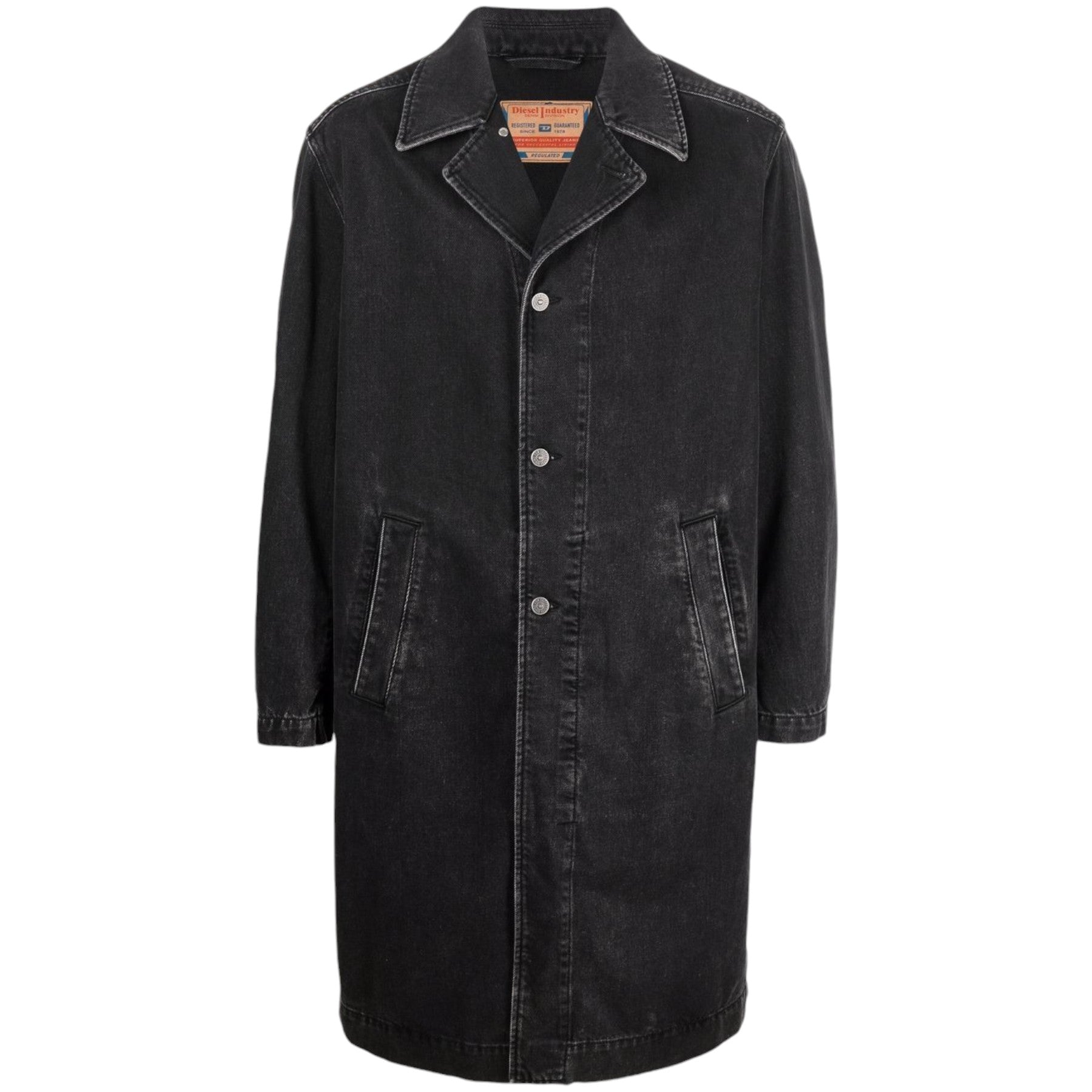 DIESEL D ROKU GIACCA 09B88 Mens Denim Jacket Loose Fit Knee Length Trench Coat