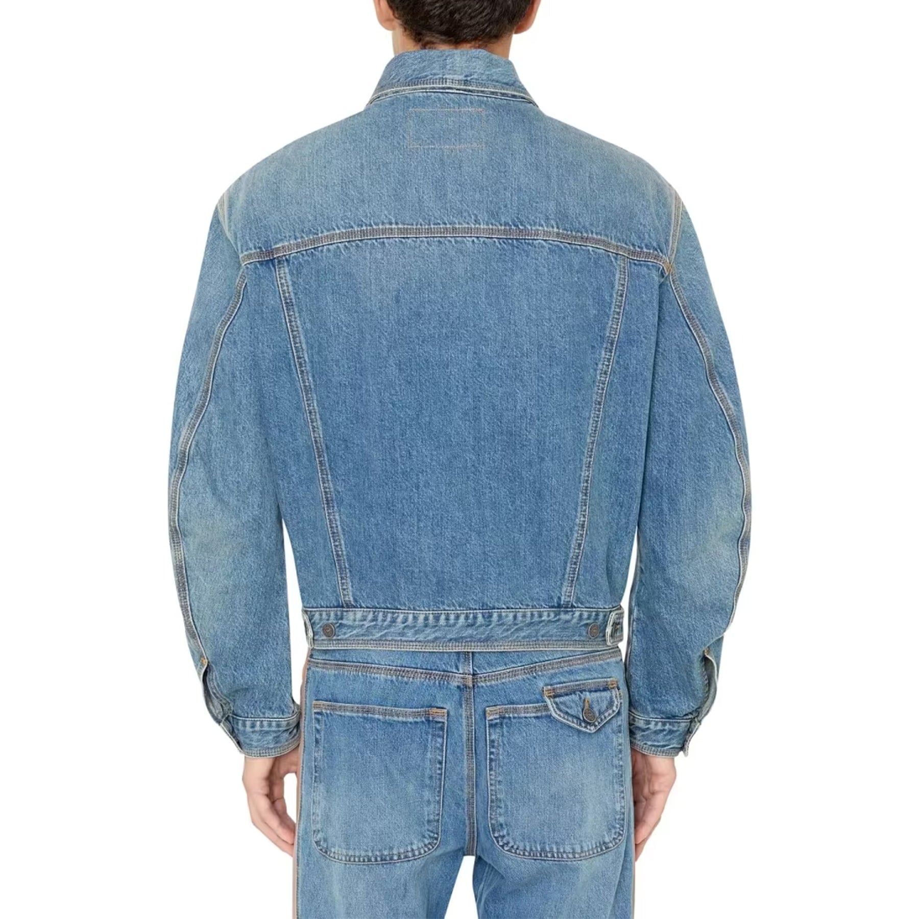 DIESEL D BAS 0EIAW Mens Trucker Jacket Long Sleeve Cotton Denim Jacket Blue NEW