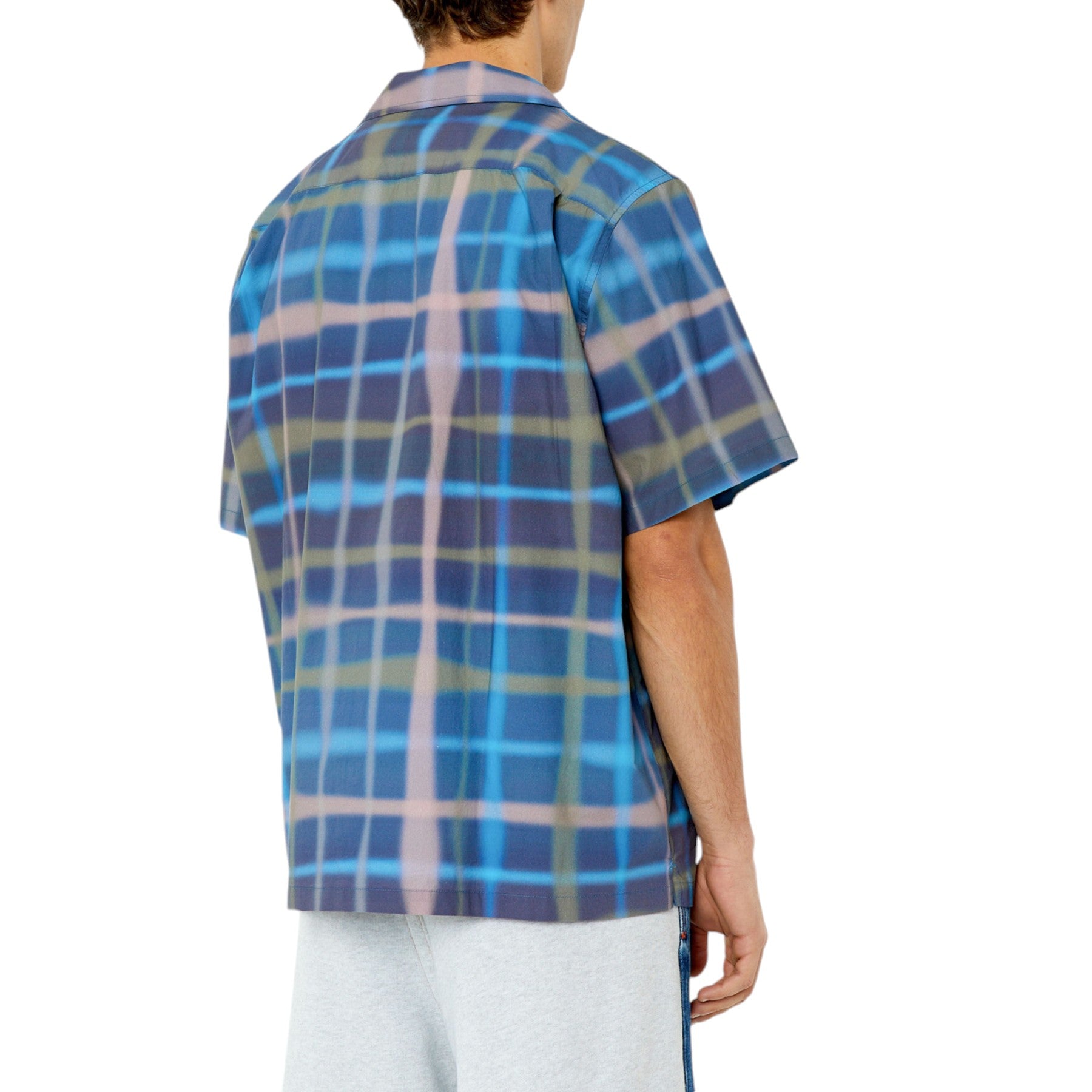 DIESEL S-FRANK-CHECK 0DMAT Mens Check Shirt Short Sleeve Casual Cotton Tops New