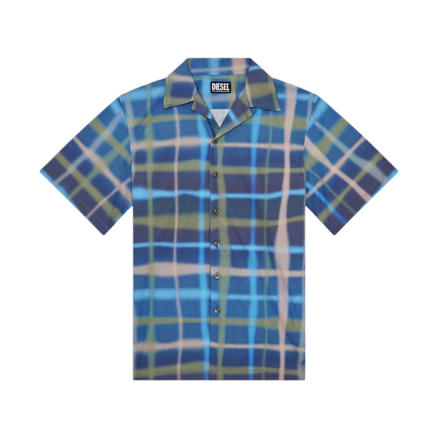 DIESEL S-FRANK-CHECK 0DMAT Mens Check Shirt Short Sleeve Casual Cotton Tops New