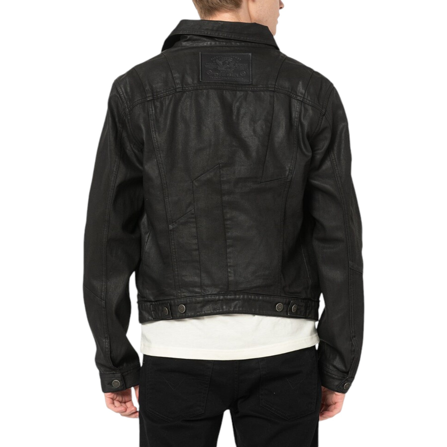 DIESEL NHILL-C1-SP2 Mens Trucker Jacket Western Style Workwear Black Denim Coat