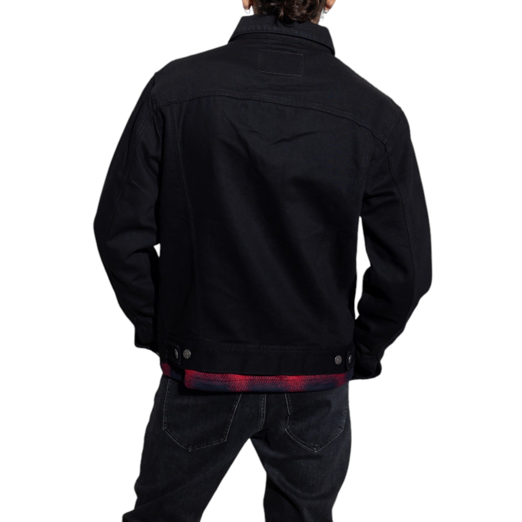 DIESEL D-BERCY Mens Denim Jacket Padded Trucker Western Style Workwear Black