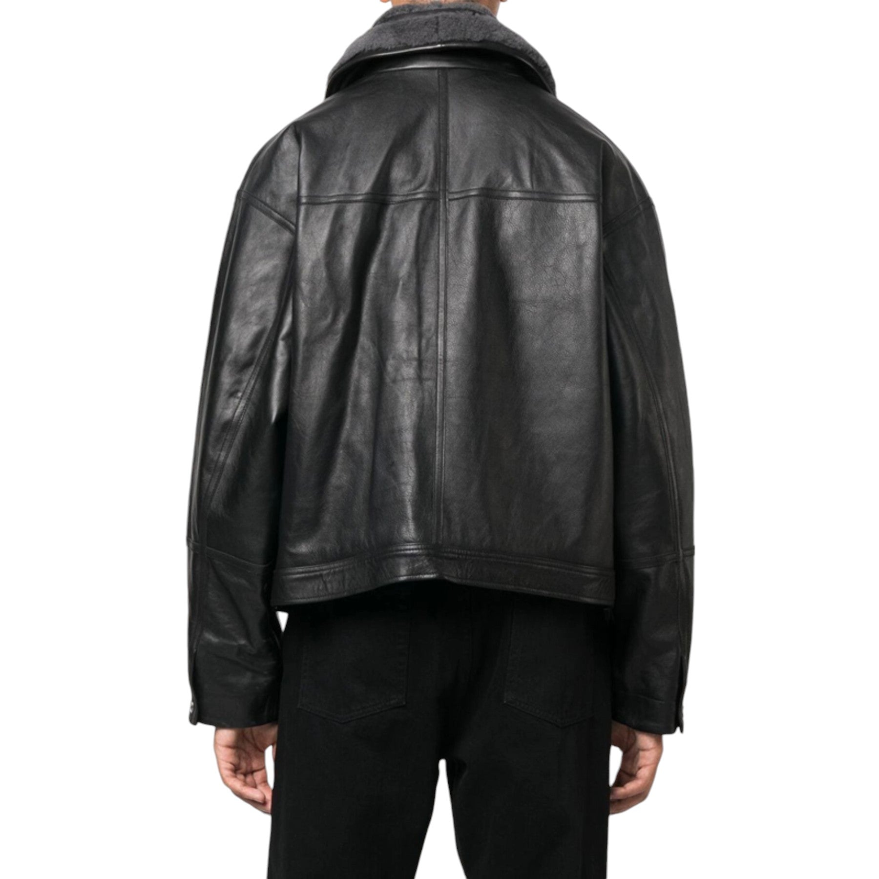 DIESEL L-GILBERT-FUR Mens Leather Jacket Aviator Lambskin Casual Biker Jacket S