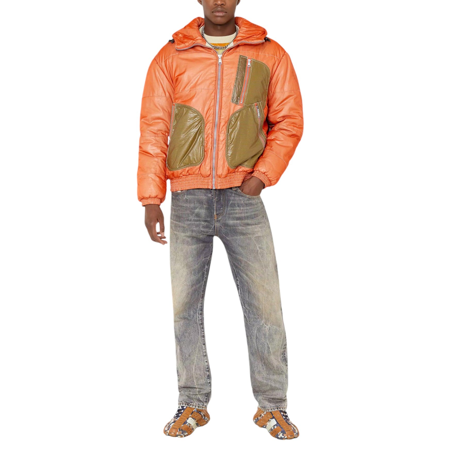 Diesel W-Nam 0PDAM Mens Puffer Jacket Down Padded Hoody Warm Winter Outwear Coat