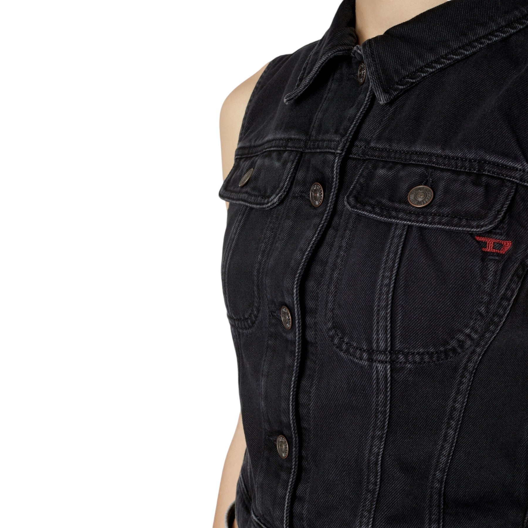 DIESEL DE-SLIMMY-SM Womens Denim Waistcoat Sleeveless Trucker Tops Vest Gilet