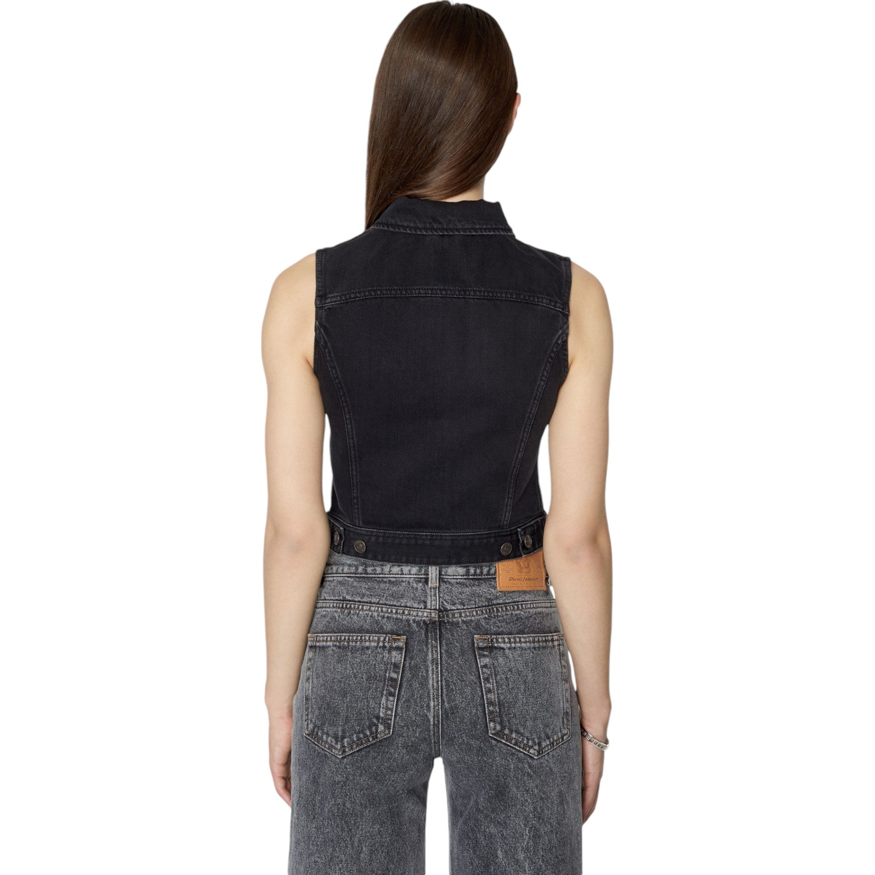 DIESEL DE-SLIMMY-SM Womens Denim Waistcoat Sleeveless Trucker Tops Vest Gilet