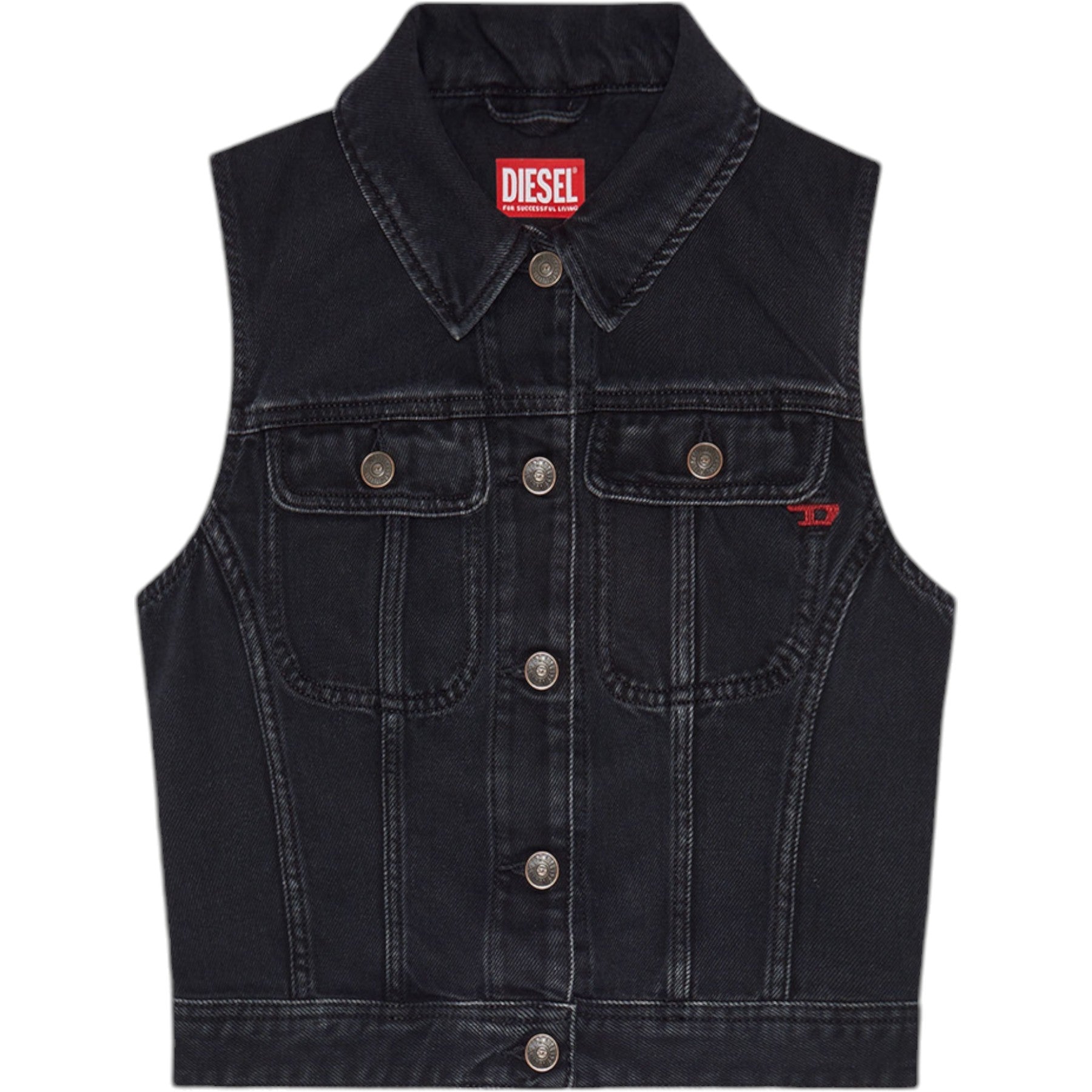 DIESEL DE-SLIMMY-SM Womens Denim Waistcoat Sleeveless Trucker Tops Vest Gilet