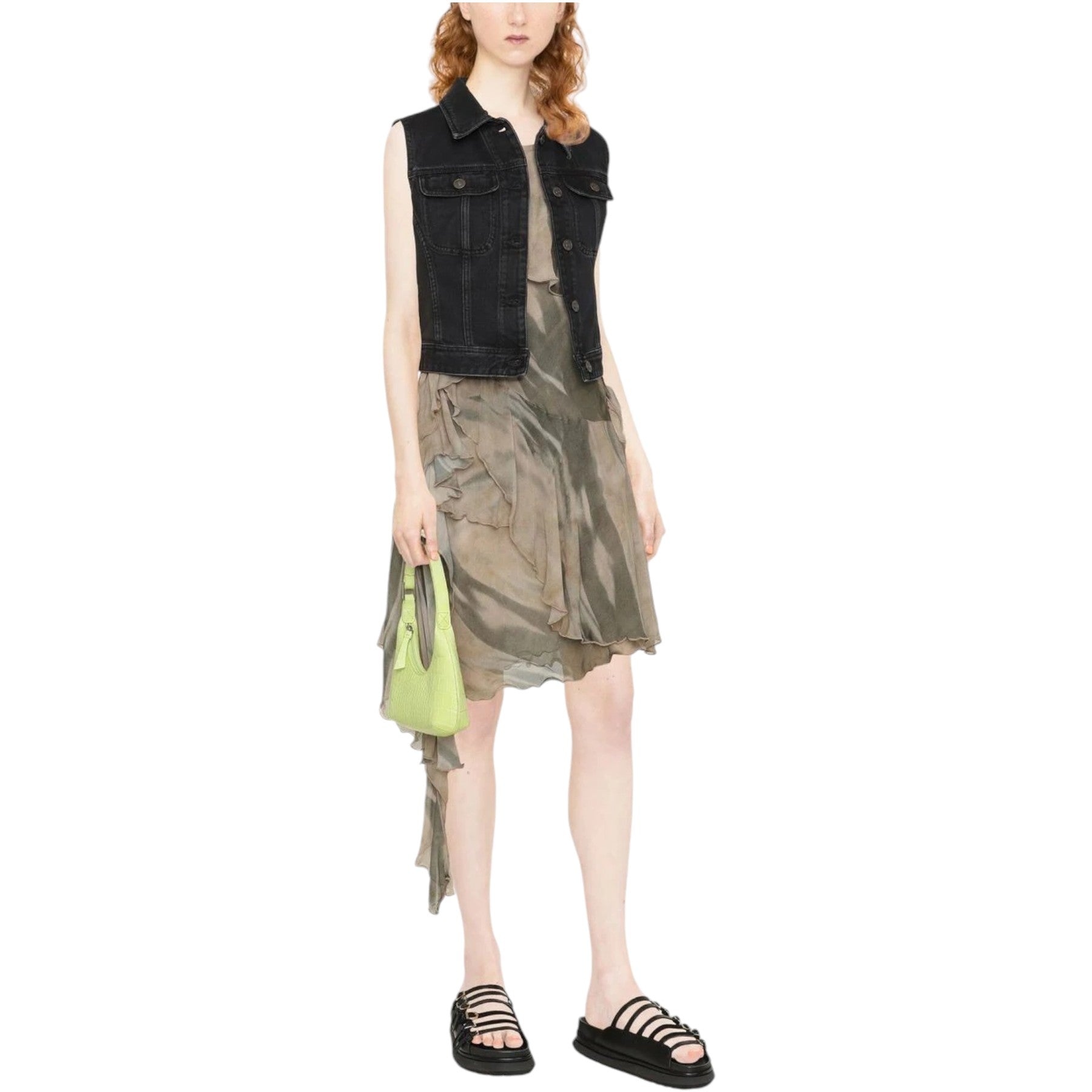 DIESEL DE-SLIMMY-SM Womens Denim Waistcoat Sleeveless Trucker Tops Vest Gilet