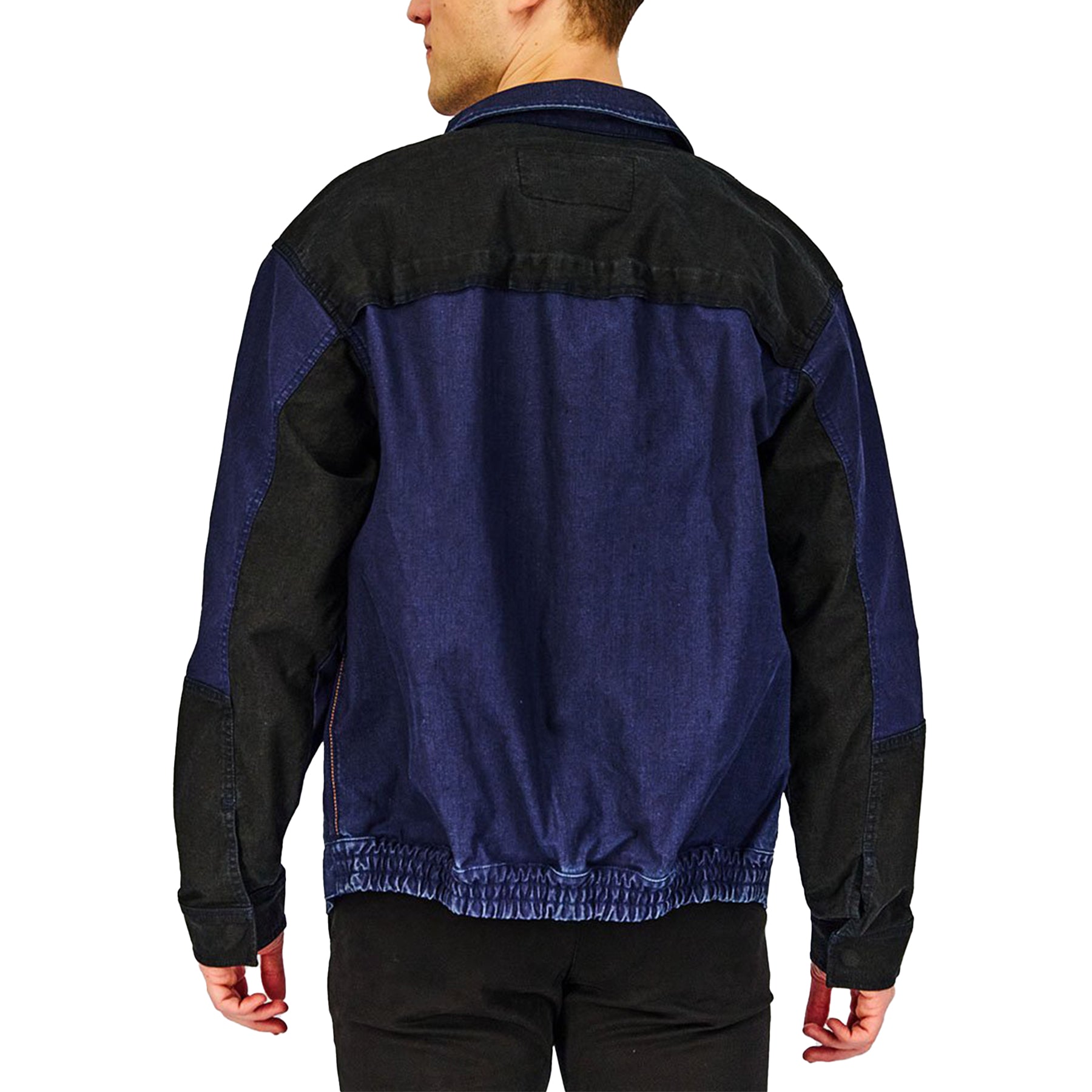 DIESEL D FETZ 0EEAW Mens Trucker Jacket Long Sleeve Stretch Denim Jacket Navy