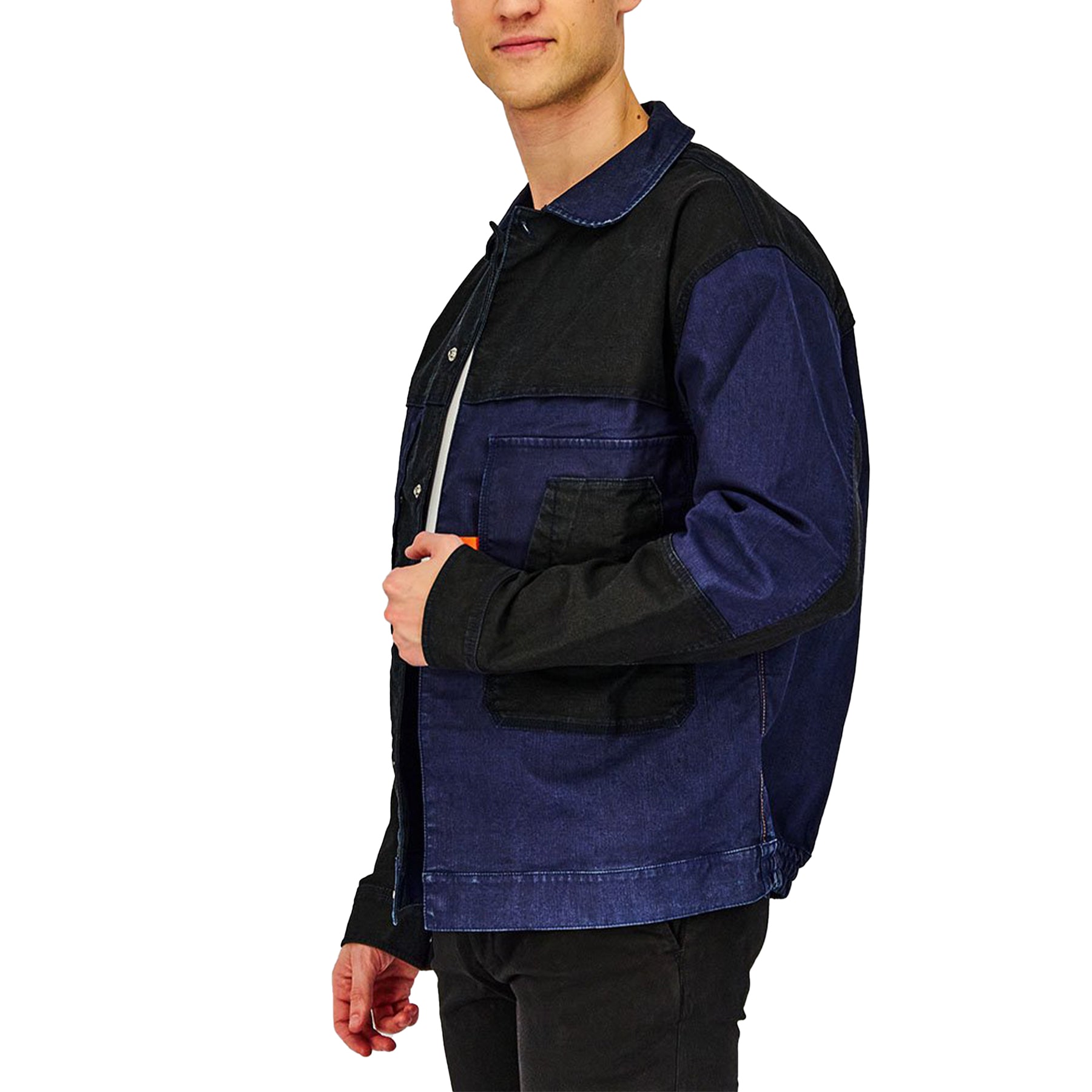 DIESEL D FETZ 0EEAW Mens Trucker Jacket Long Sleeve Stretch Denim Jacket Navy