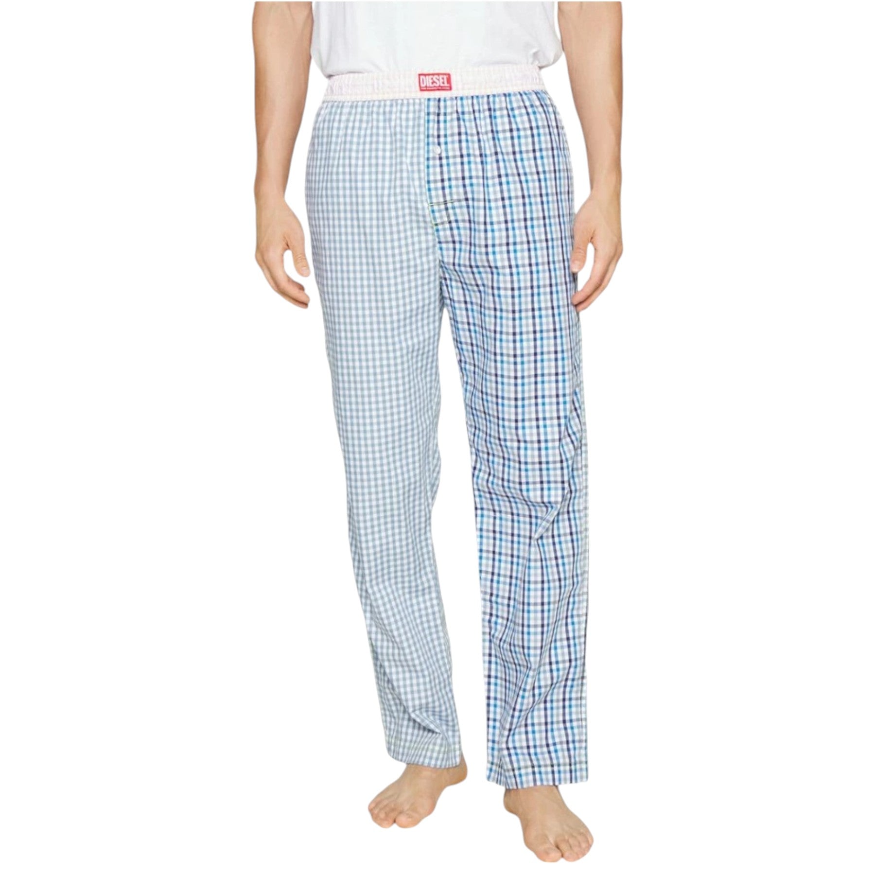 Diese Derik Mens Pyjama Bottoms Cotton Woven Loungewear Check Striped Sleepwear