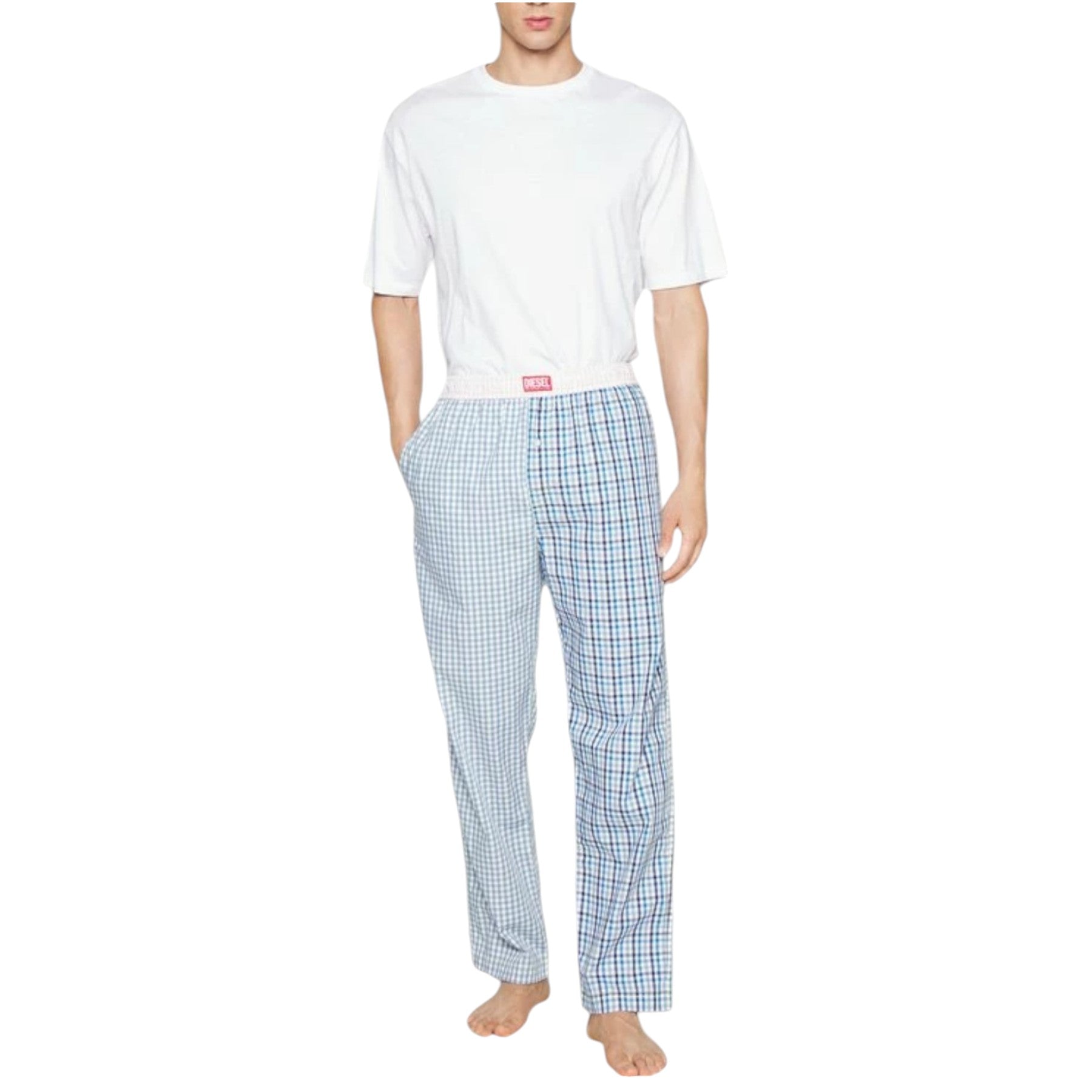 Diese Derik Mens Pyjama Bottoms Cotton Woven Loungewear Check Striped Sleepwear