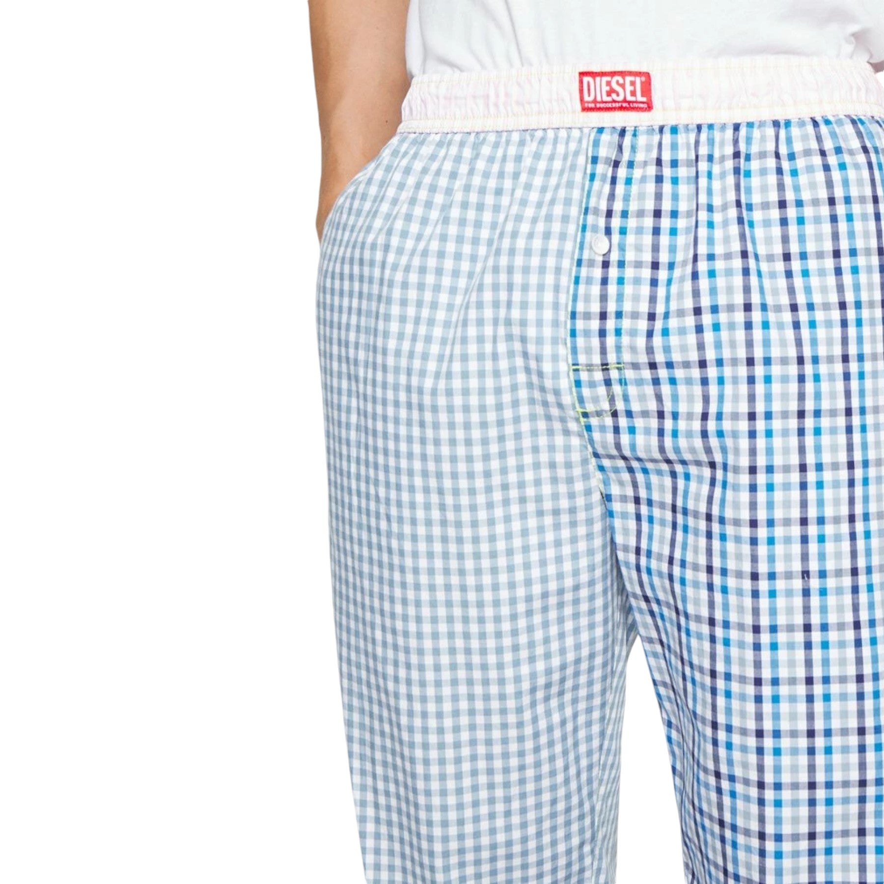 Diese Derik Mens Pyjama Bottoms Cotton Woven Loungewear Check Striped Sleepwear